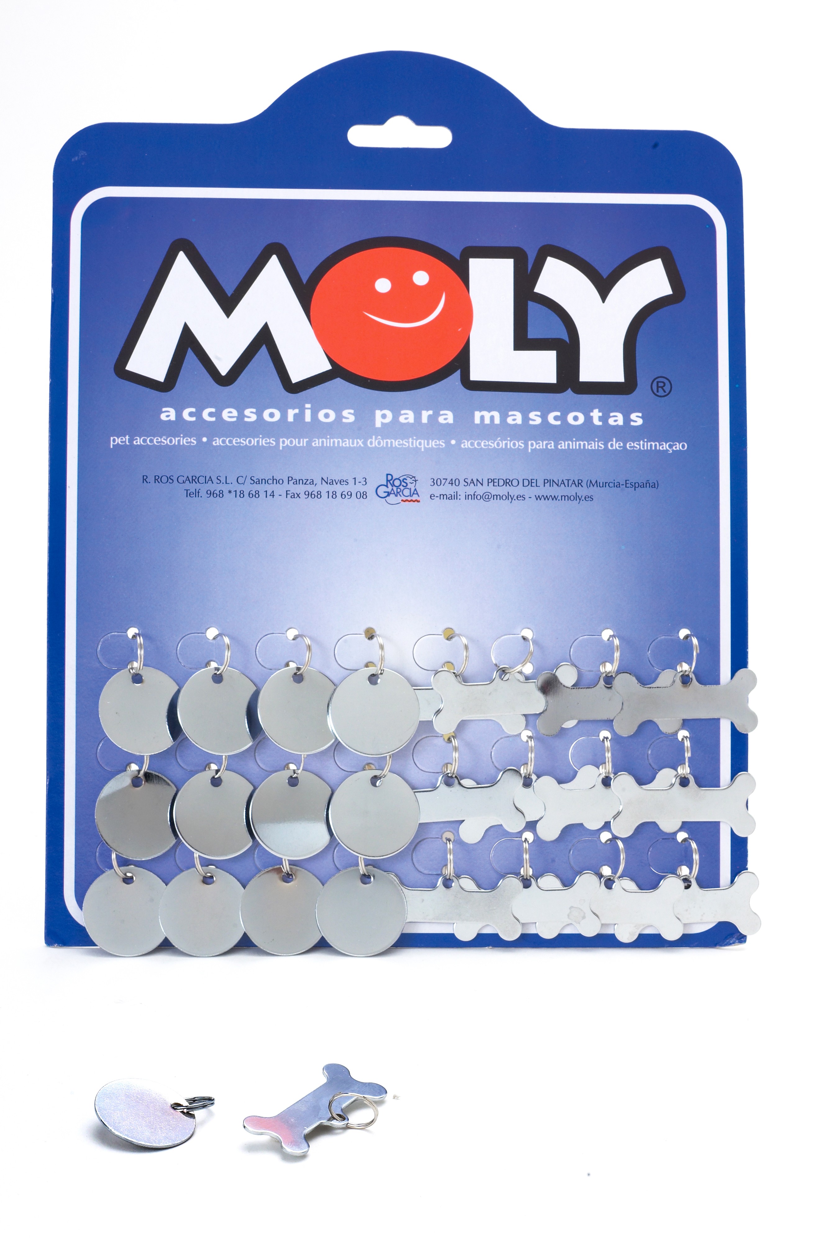 Expositor de 24 Placas Identificativas Collar Mix | Diferente Formas para Mascotas – Moly