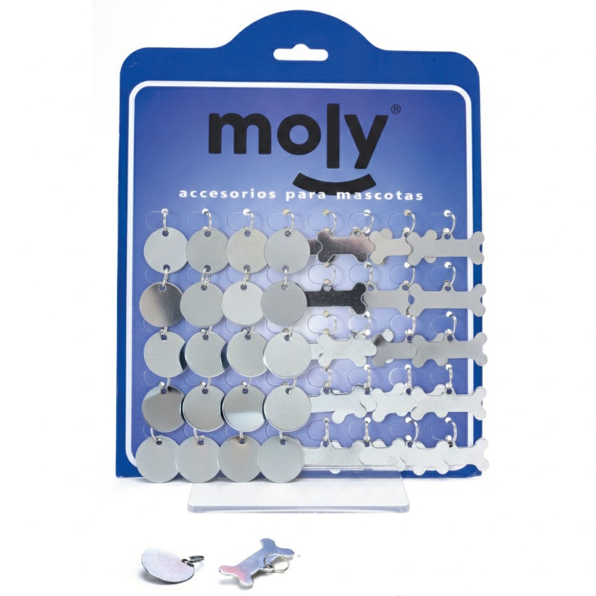 Expositor de 24 Placas Identificativas Collar Mix | Diferente Formas para Mascotas – Moly