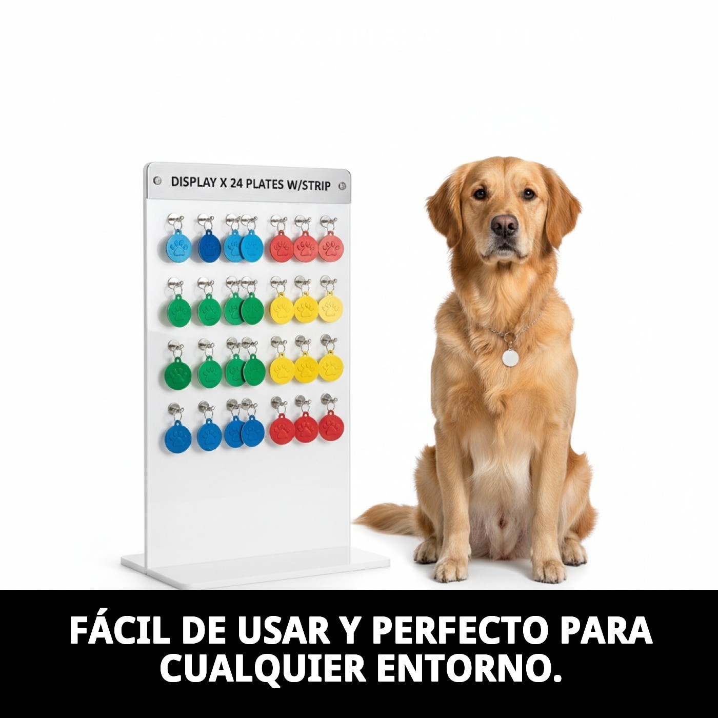 Expositor de 24 Placas Identificativas con Huella | Accesorios para Mascotas – Moly