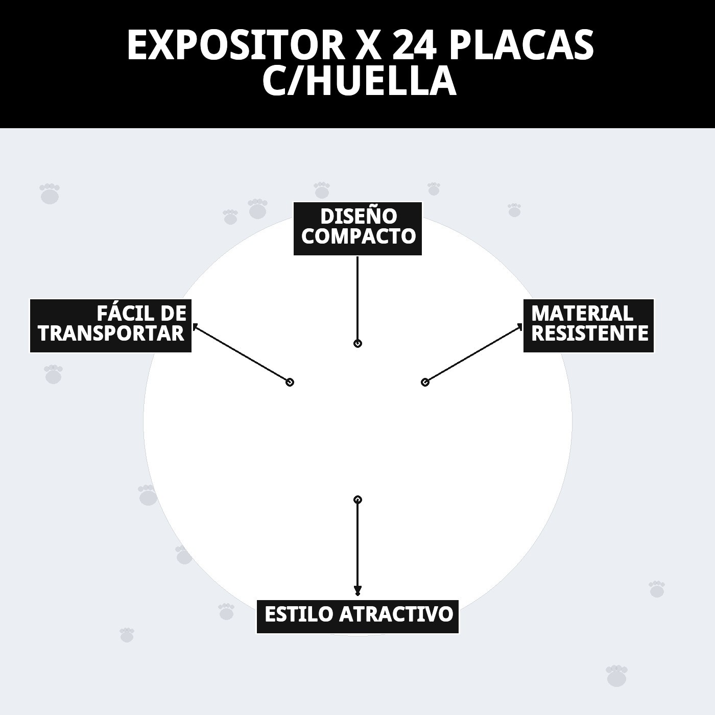 Expositor de 24 Placas Identificativas con Huella | Accesorios para Mascotas – Moly