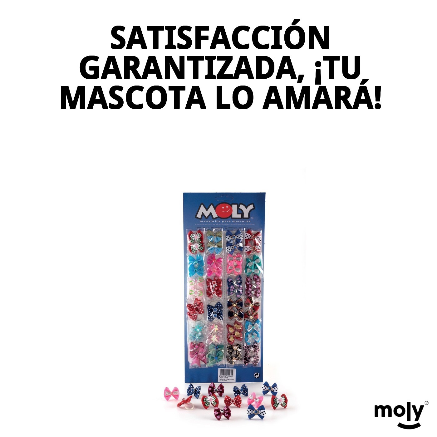 Expositor Lacitos Moly 24 Unidades x2 | Accesorios para el Pelo de Perros con Diseños Elegantes y Coloridos