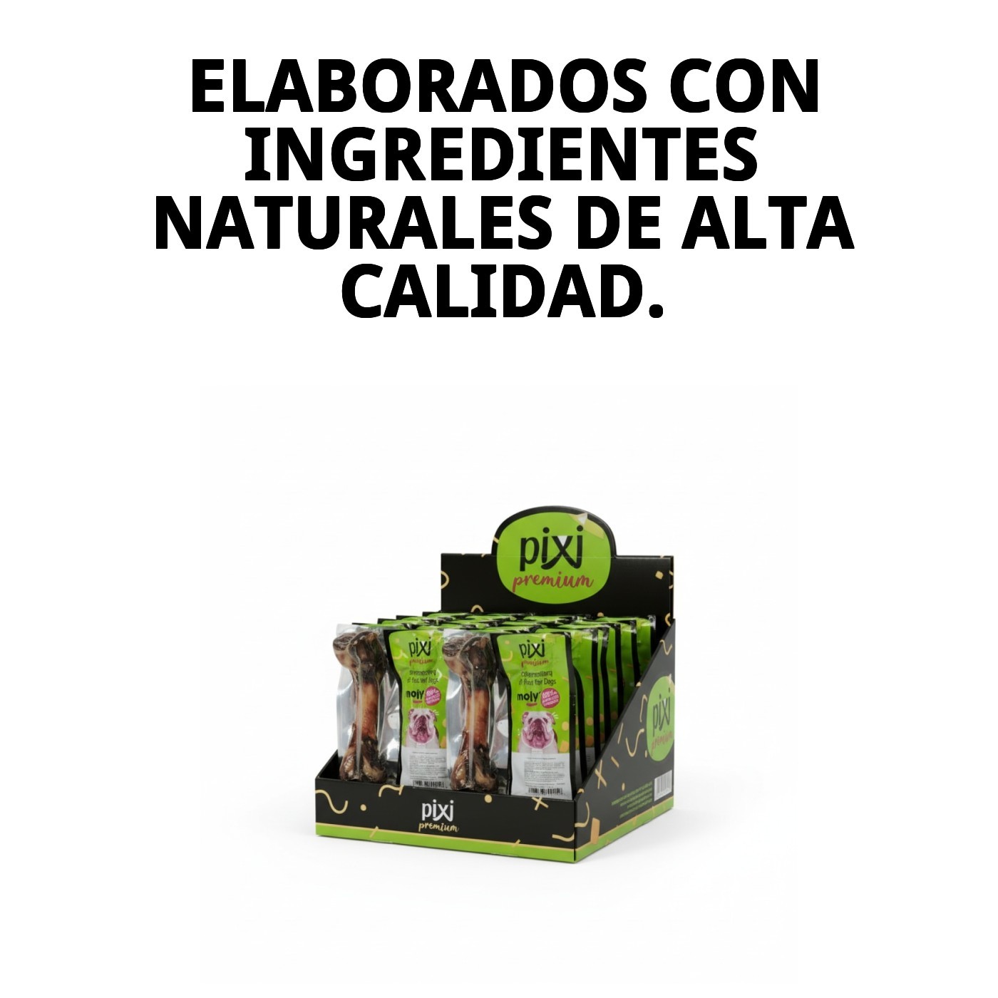 Expositor Moly con 15 Huesos de Jamón | Snack Natural y Duradero para Perros