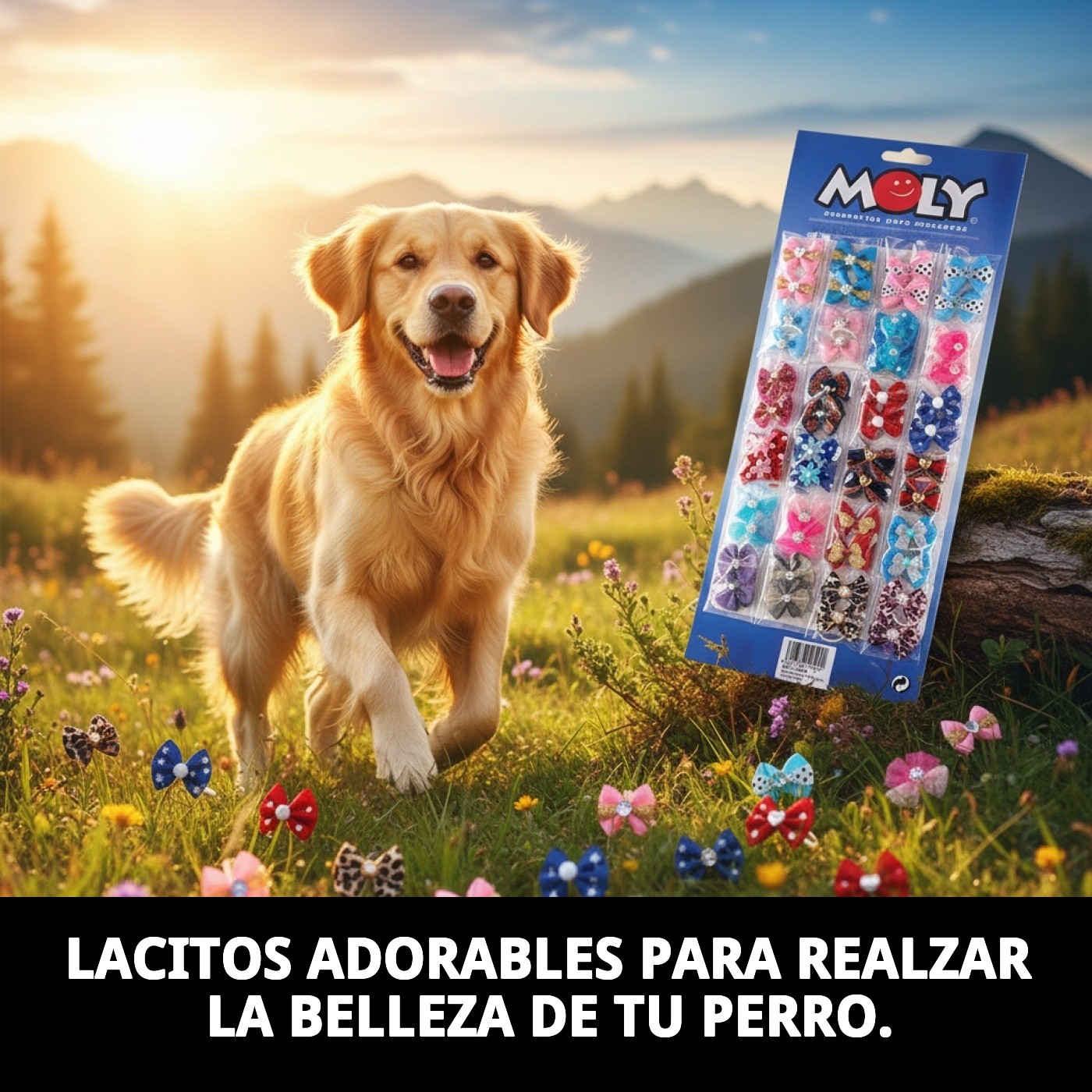 Expositor Moly Modelo 2 con 48 Lacitos | Accesorios de Peluquería Canina Coloridos y Resistentes