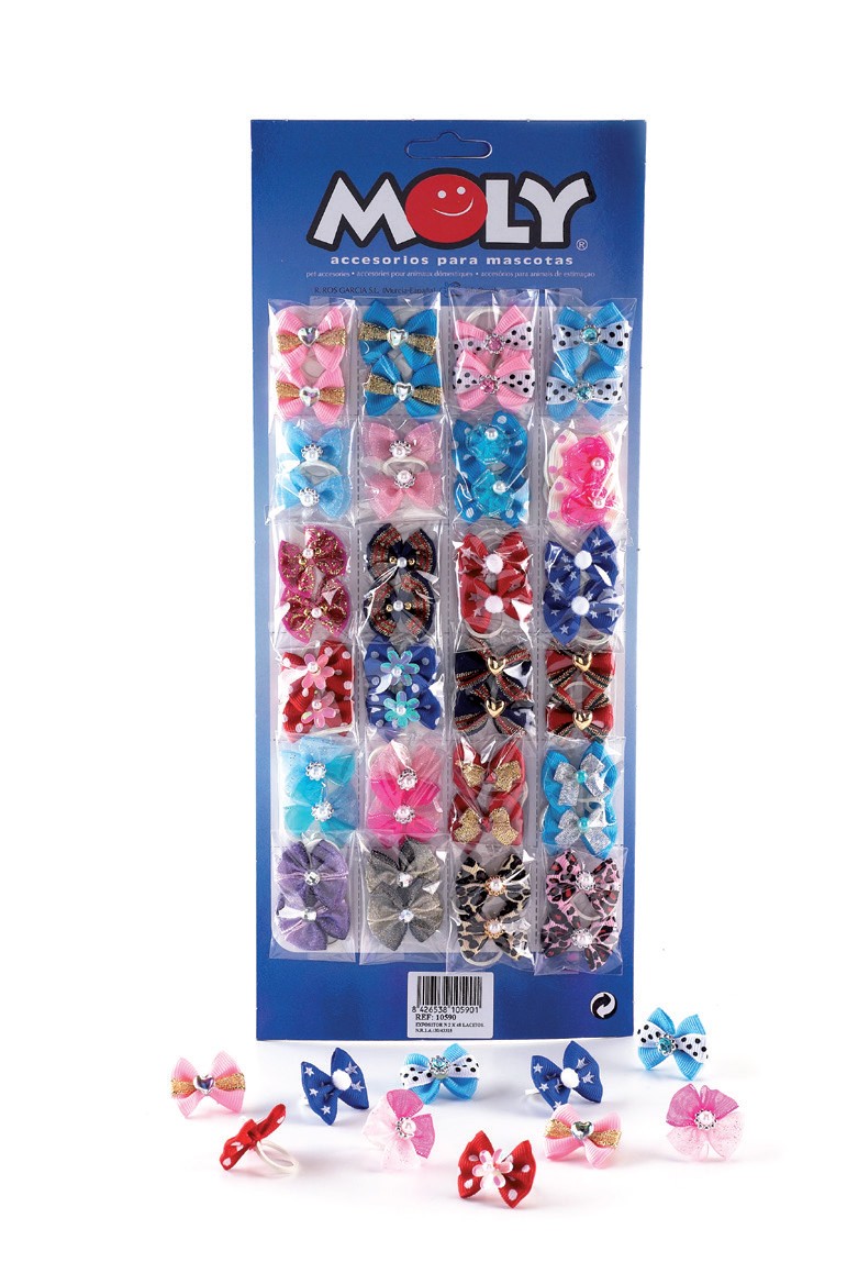 Expositor Moly Modelo 2 con 48 Lacitos | Accesorios de Peluquería Canina Coloridos y Resistentes