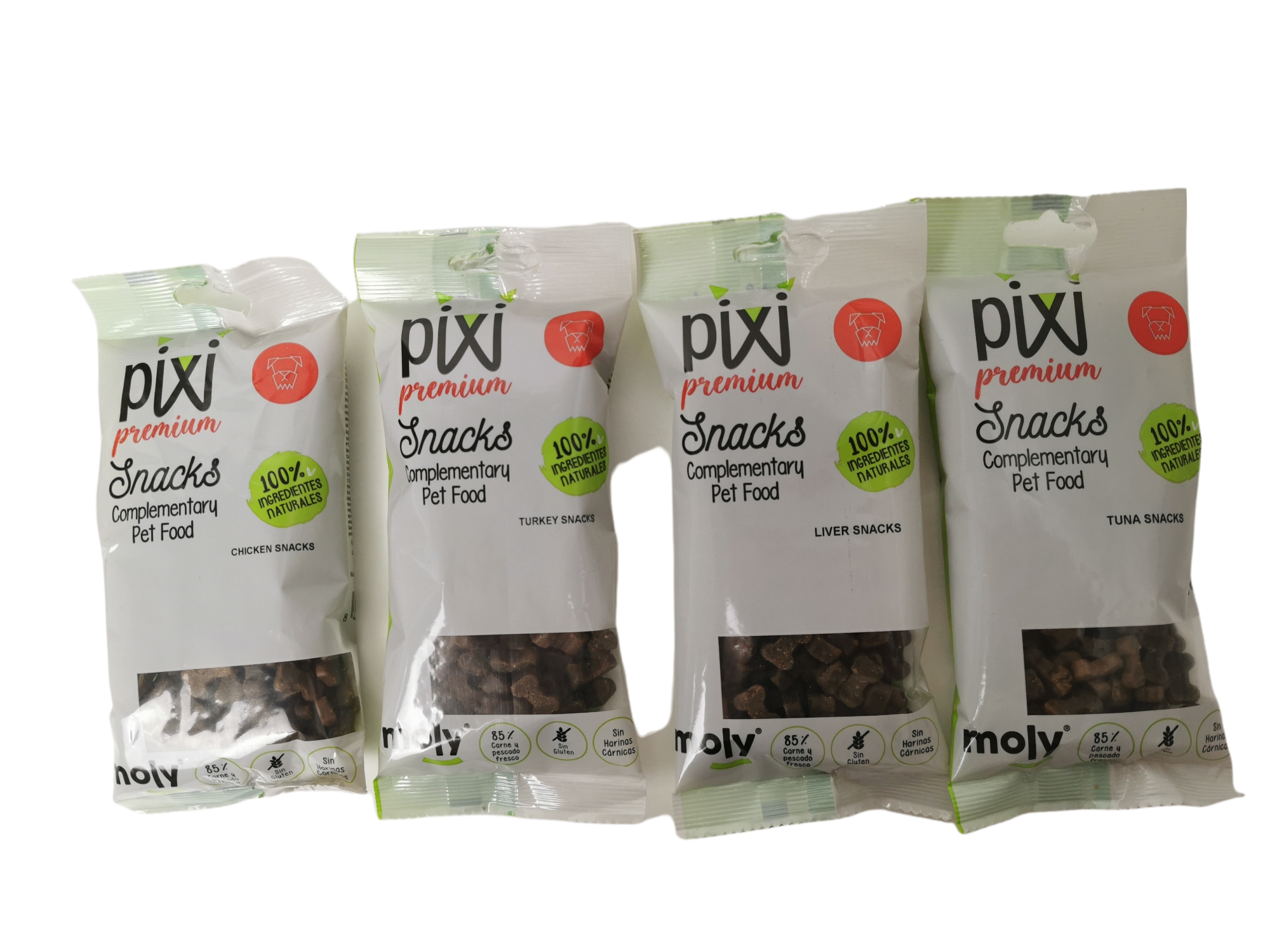 Expositor Moly Snack Premium de Pavo 50 Bolsitas 100 g-Grain Free | Premio Natural y Alto en Proteína para Perros