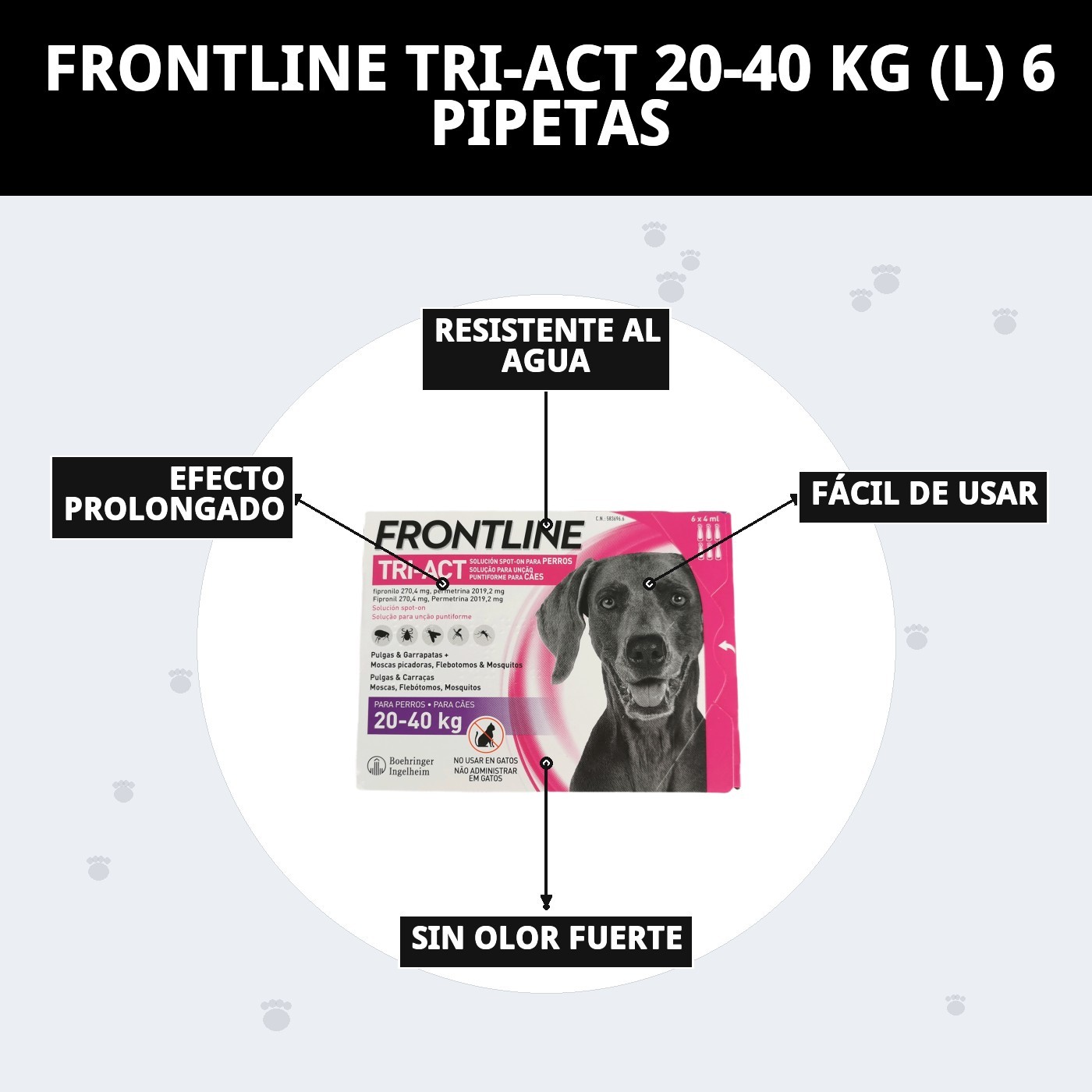 FRONTLINE TRI-ACT 20-40 KG (L)  6 PIPETAS