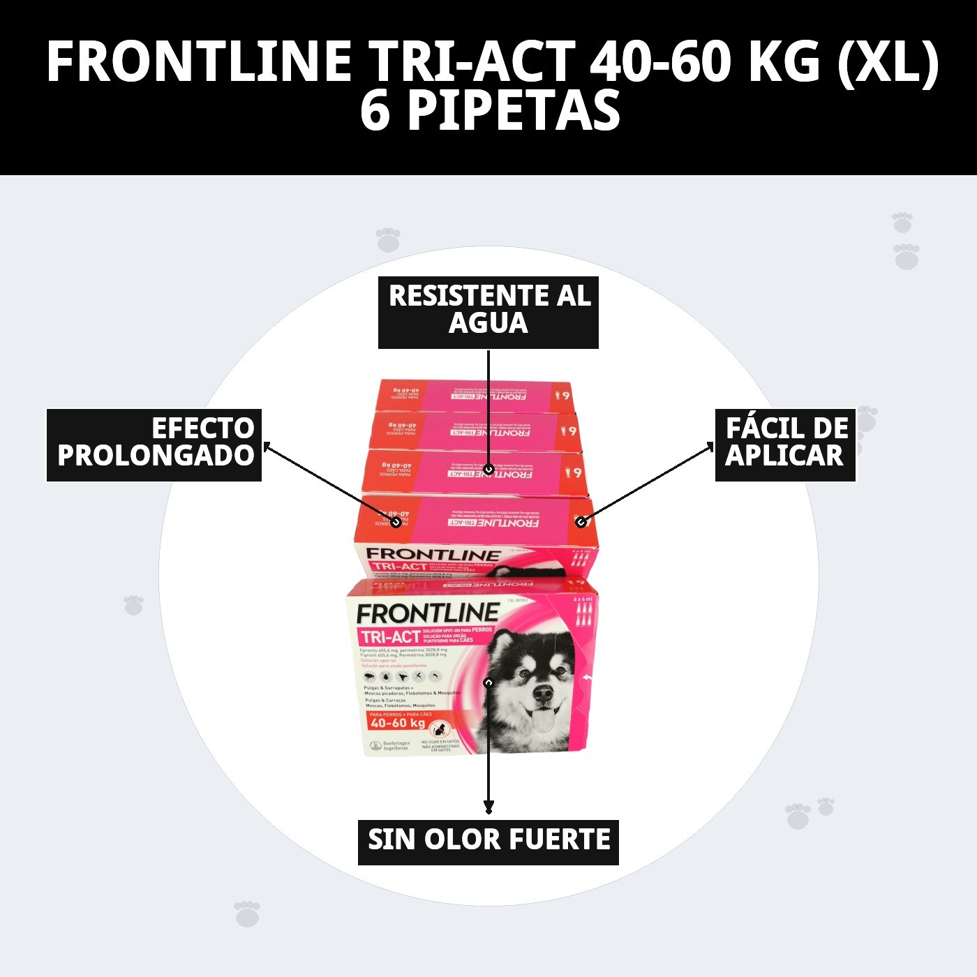 FRONTLINE TRI-ACT 40-60 KG (XL)  6 PIPETAS