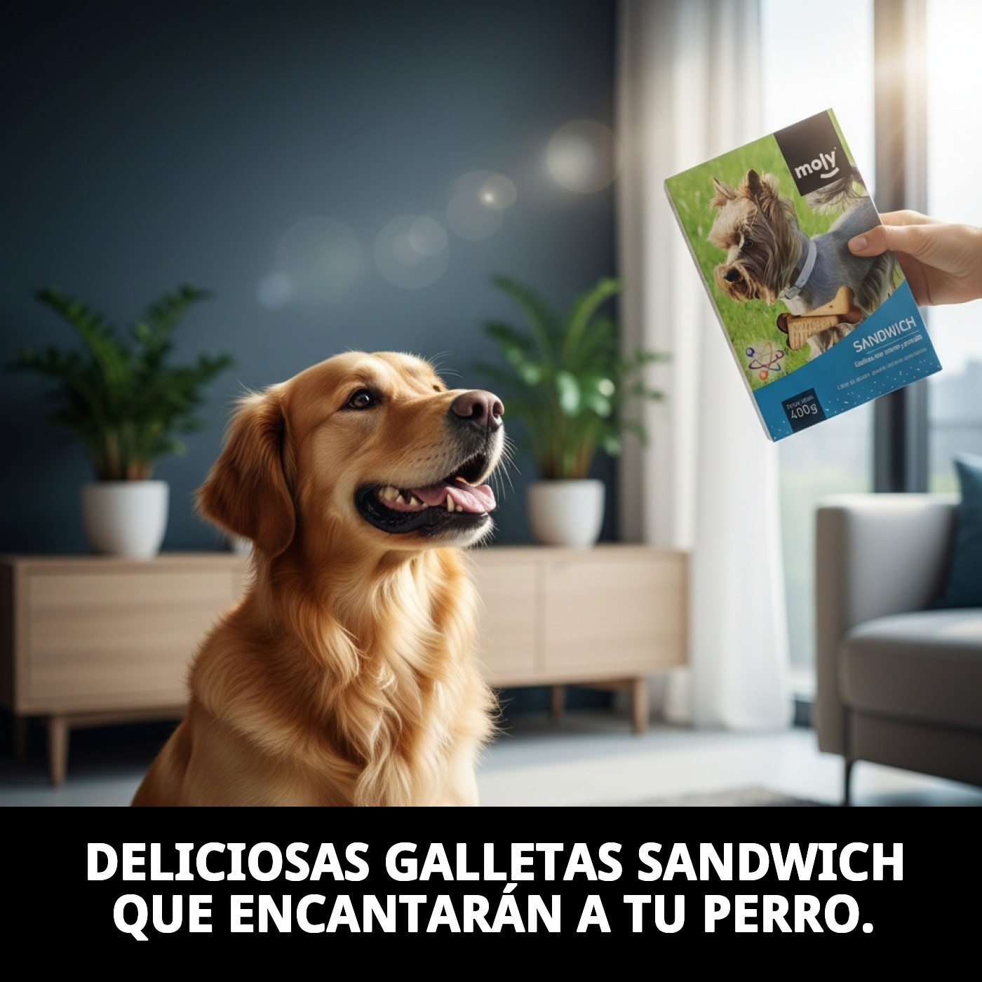 Galleta Sándwich Rellena 400 g | Snack Crujiente y Sabroso para Perros – Moly