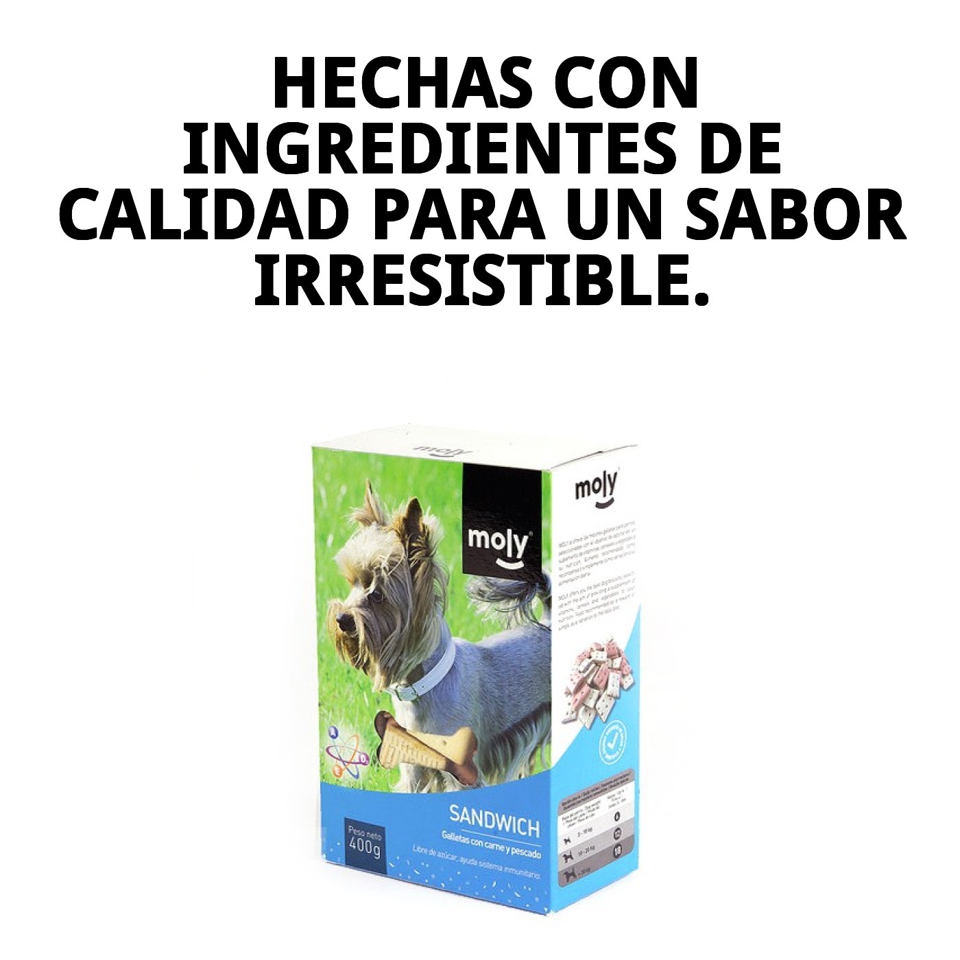 Galleta Sándwich Rellena 400 g | Snack Crujiente y Sabroso para Perros – Moly