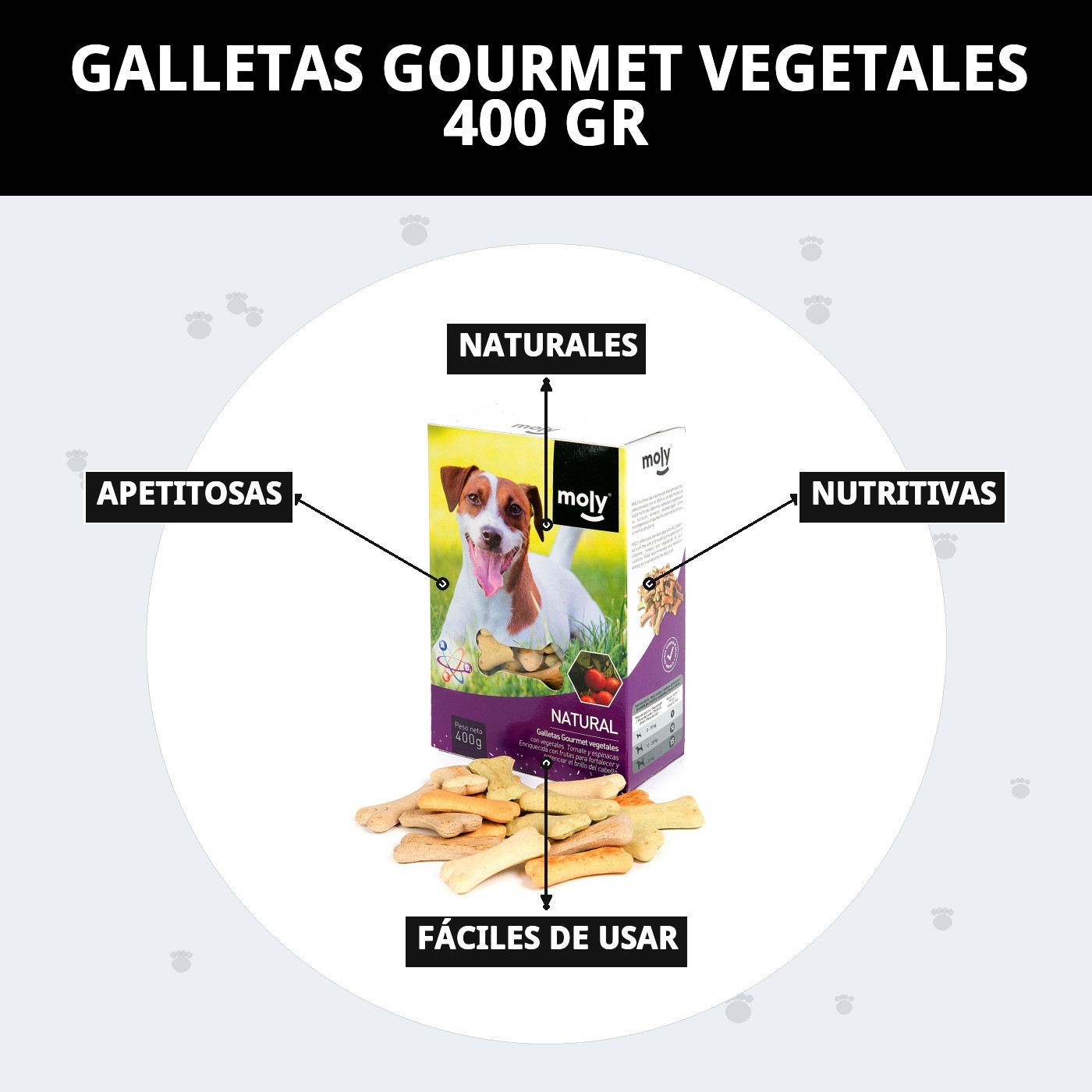 Galletas Gourmet Vegetales 400 g | Snack Natural, Ligero y Saludable para Perros – Moly