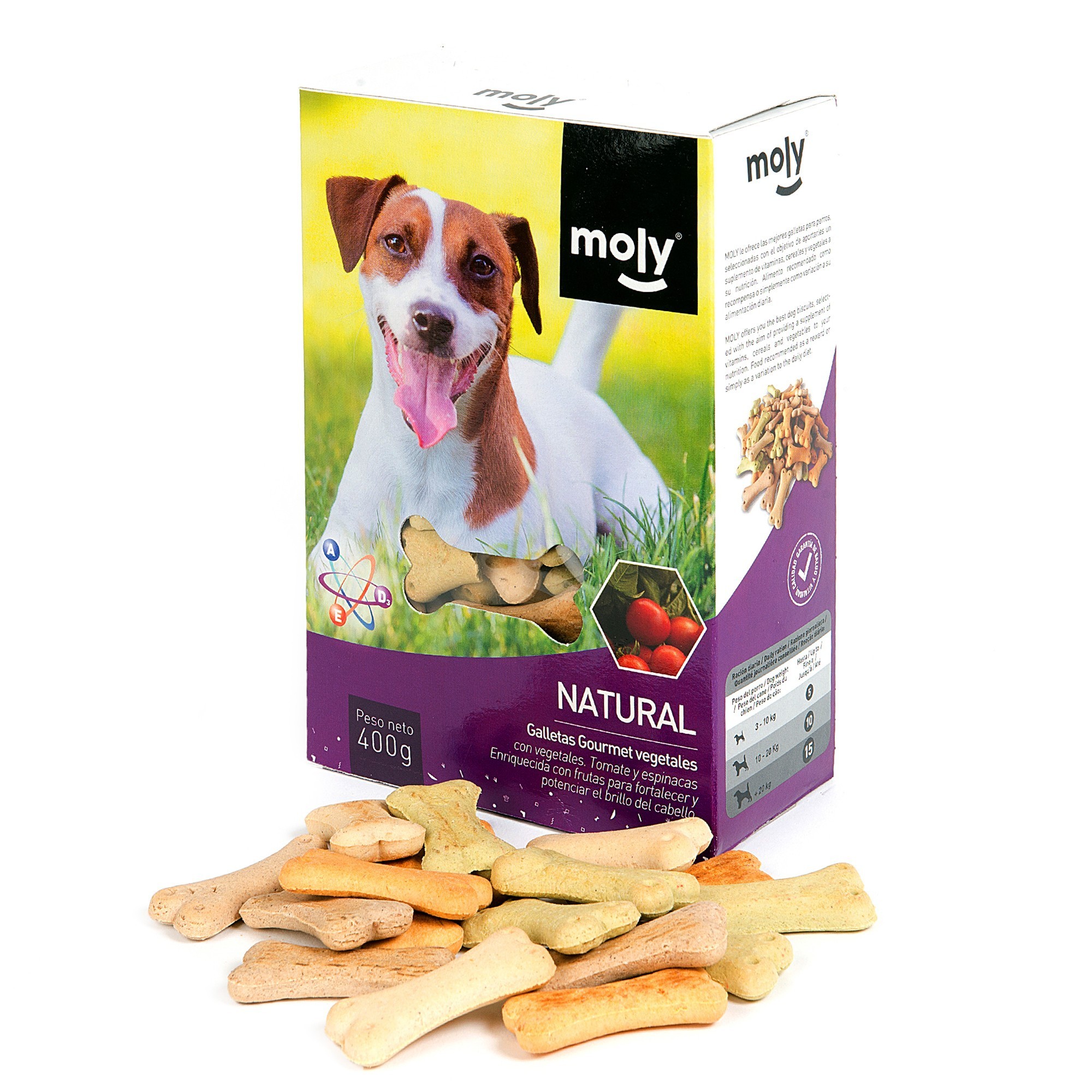 Galletas Gourmet Vegetales 400 g | Snack Natural, Ligero y Saludable para Perros – Moly