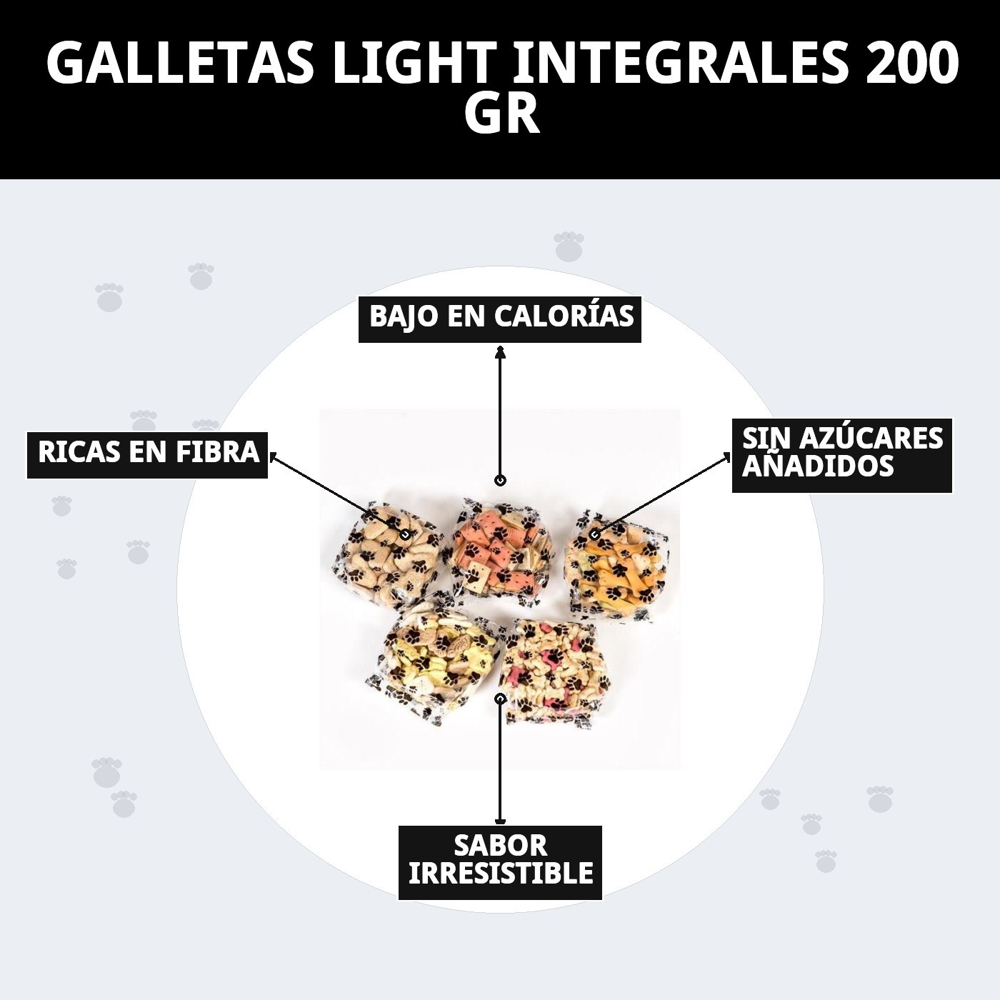 Galletas Light Integrales 200 g | Snack Bajo en Calorías y Alto en Fibra para Perros – Moly