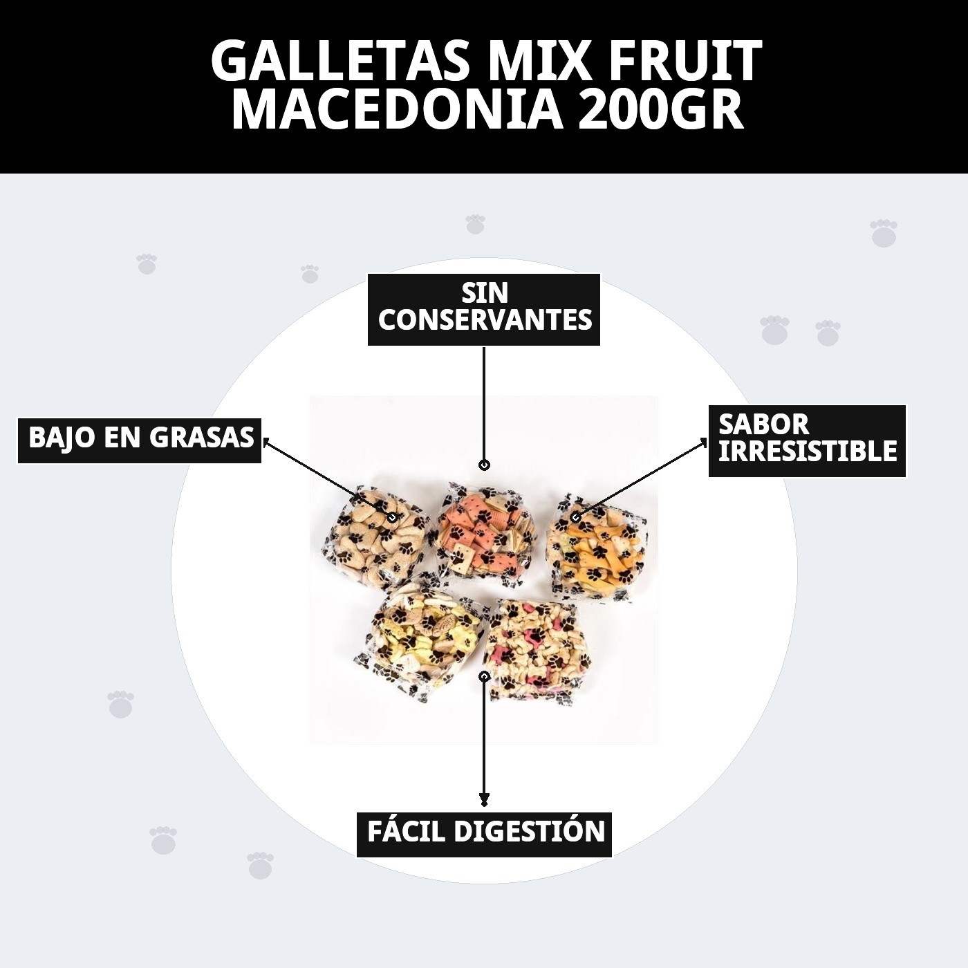 Galletas Mix Fruit Macedonia 200 g | Snack Natural de Frutas para Perros – Moly
