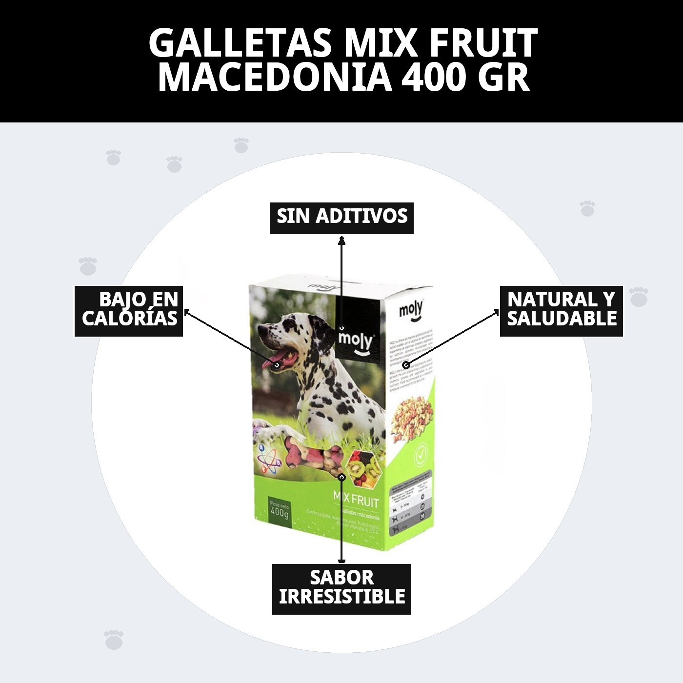 Galletas Mix Fruit Macedonia 400 g | Snack Natural de Frutas para Perros – Moly