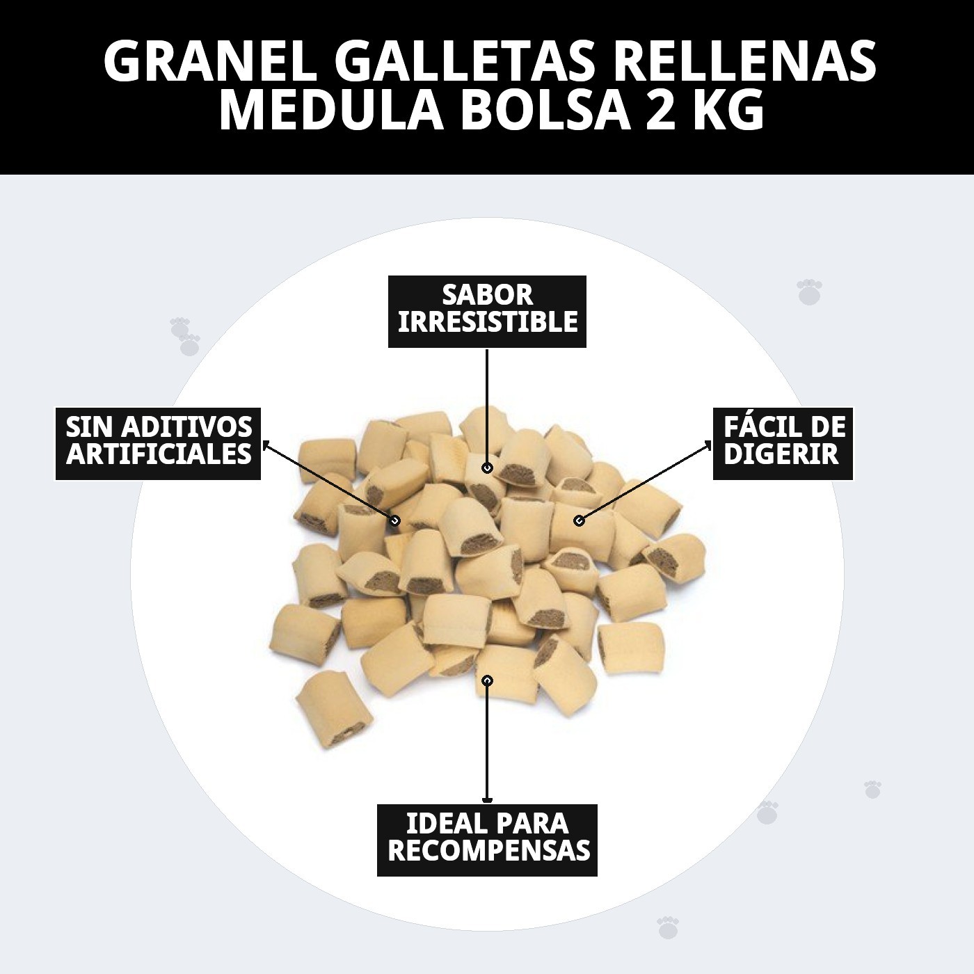 Galletas Rellenas de Médula 2 kg en Granel | Snack Crujiente y Nutritivo para Perros – Moly