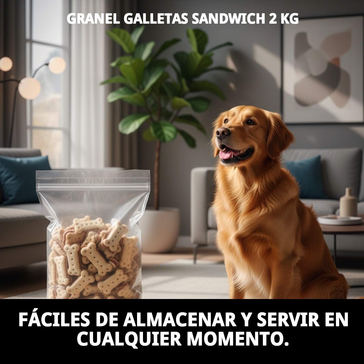 Galletas Sándwich 2 kg en Granel | Snack Crujiente y Relleno para Perros – Moly