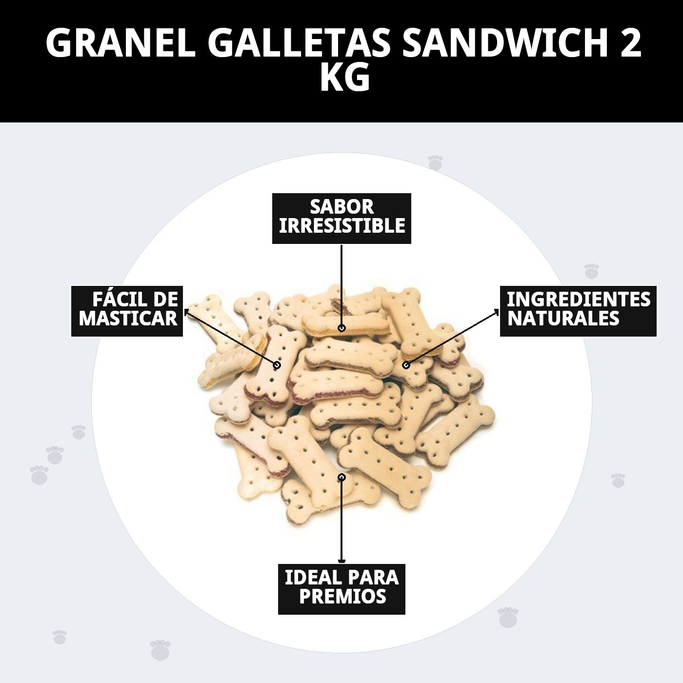 Galletas Sándwich 2 kg en Granel | Snack Crujiente y Relleno para Perros – Moly