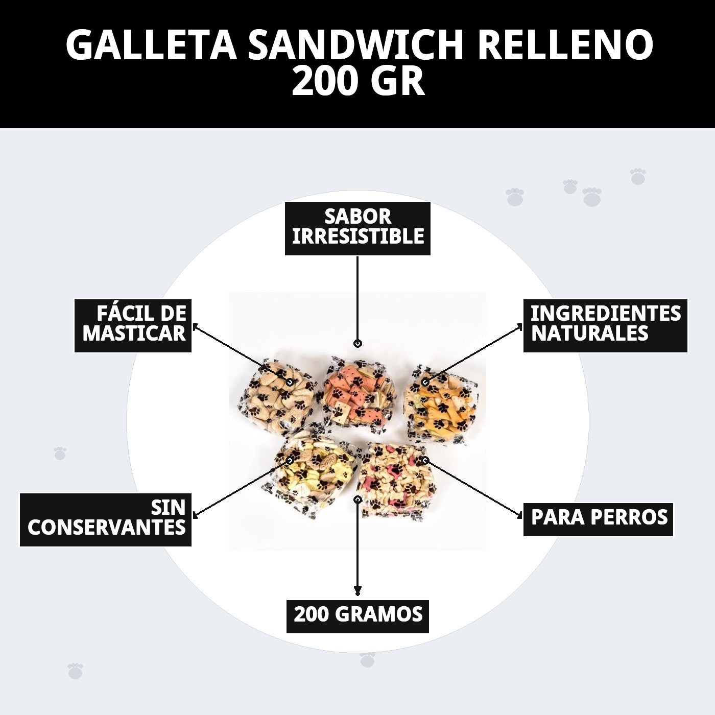 Galletas Sándwich Rellenas 200 g | Snack Crujiente y Sabroso para Perros – Moly