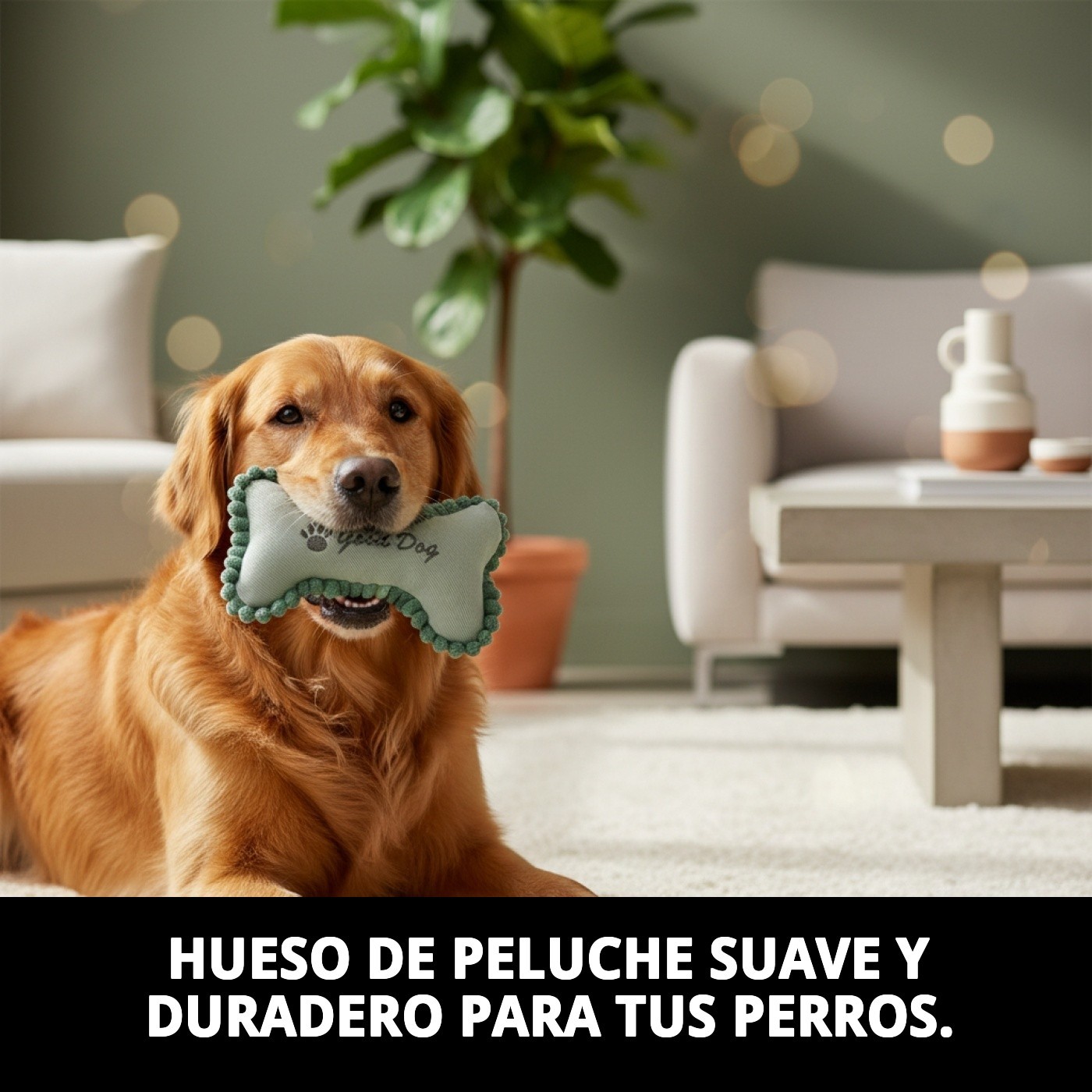 Hueso de Peluche para Perros 20 cm Moly | Juguete Suave, Resistente y con Sonido