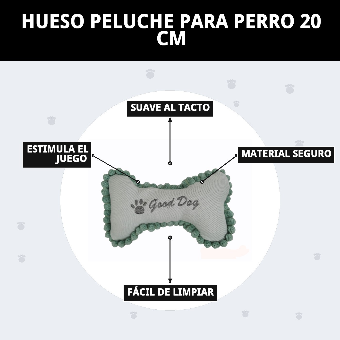 Hueso de Peluche para Perros 20 cm Moly | Juguete Suave, Resistente y con Sonido