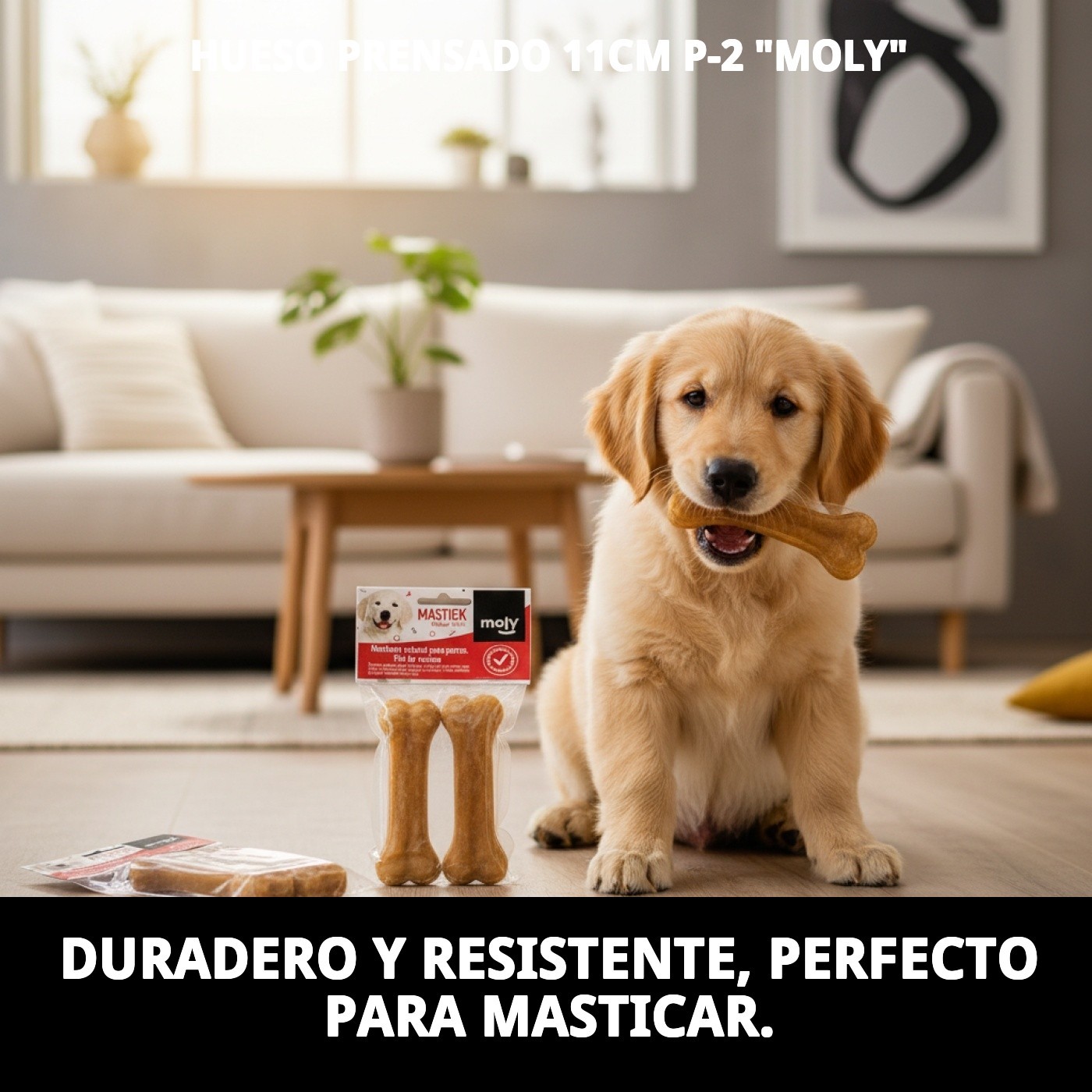 Hueso Prensado 11 cm P-2 Moly | Snack Natural y Duradero para Perros Pequeños y Medianos