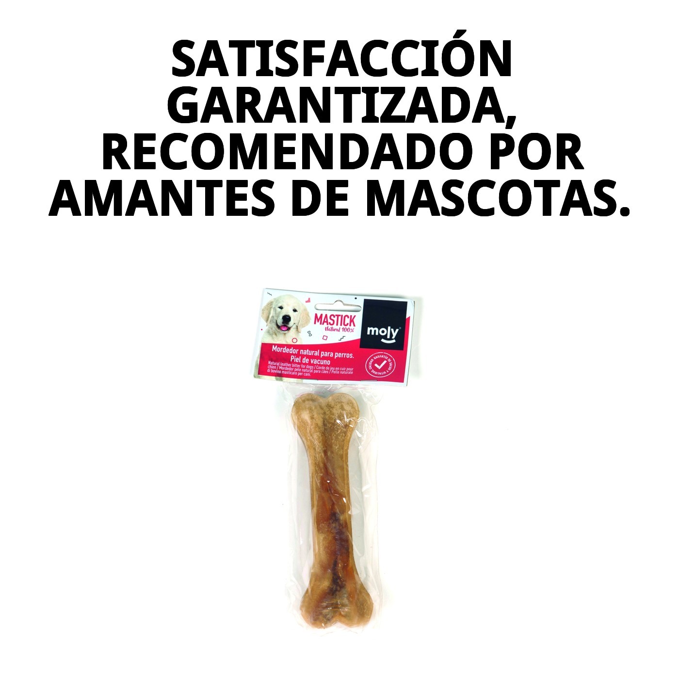 Hueso Prensado 21 cm Moly | Snack Natural y Duradero para Perros de Tamaño Medio