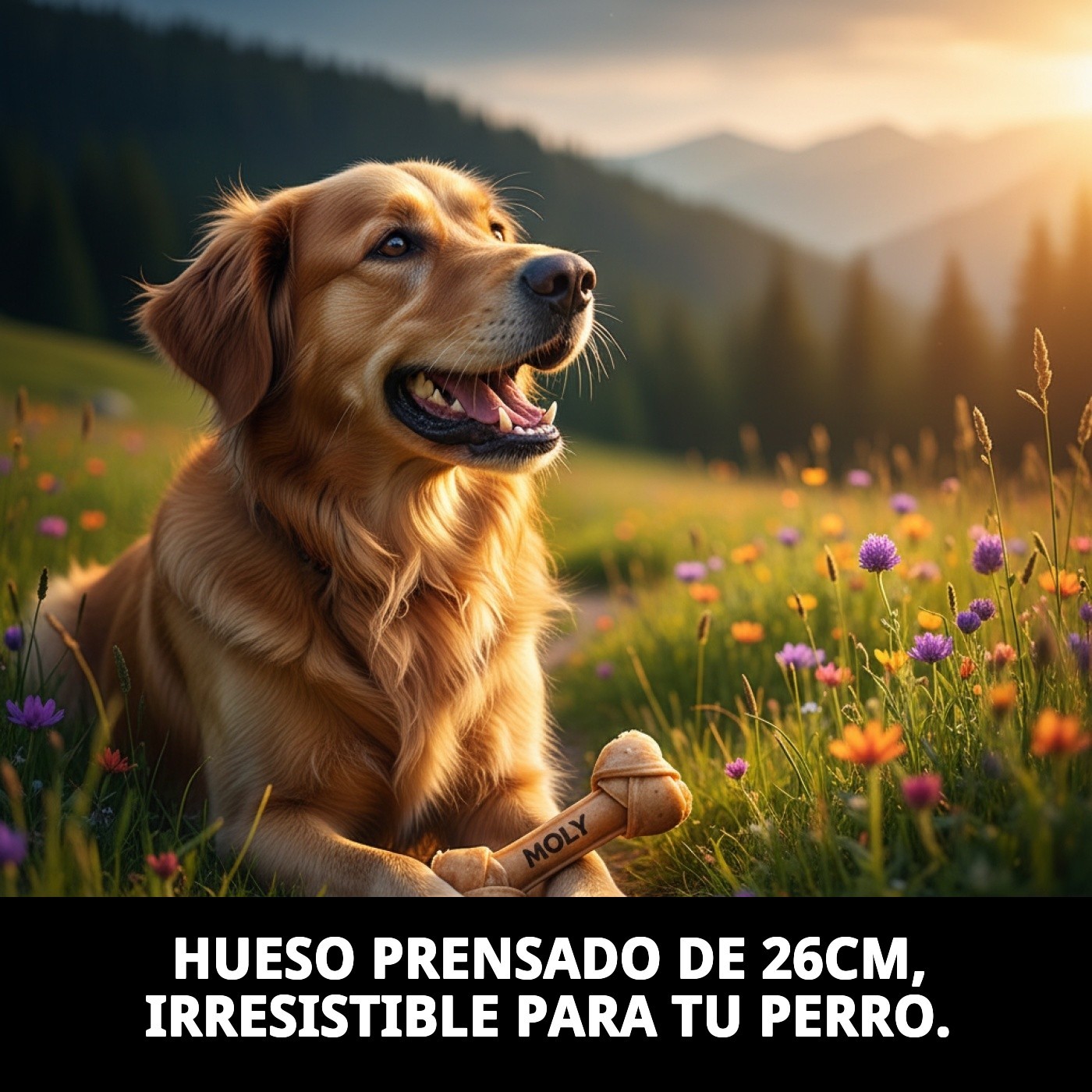 Hueso Prensado 26 cm Moly | Snack Natural y Resistente para Perros Medianos y Grandes