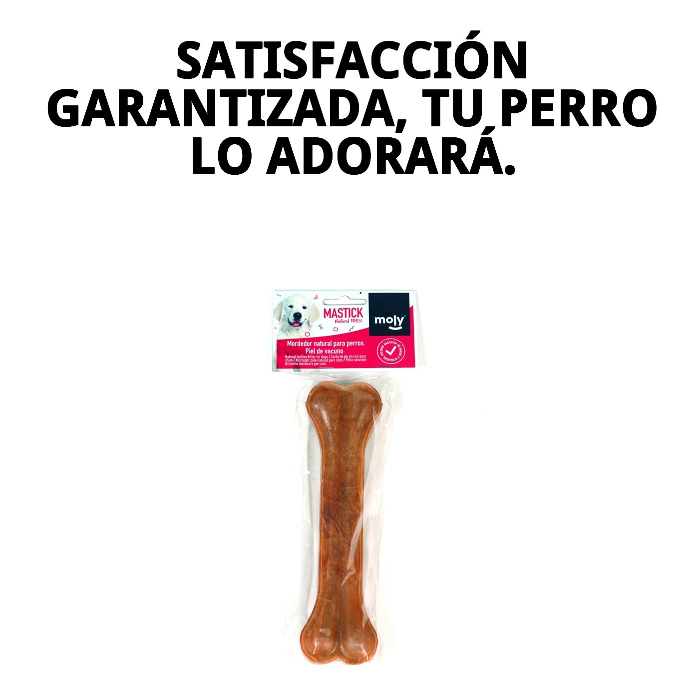 Hueso Prensado 26 cm Moly | Snack Natural y Resistente para Perros Medianos y Grandes