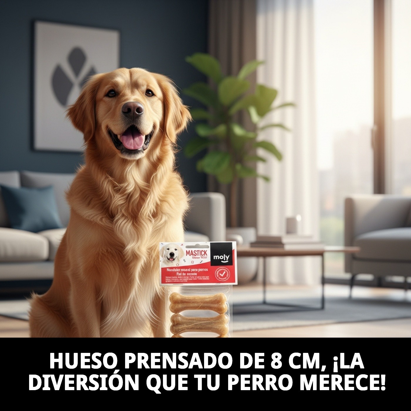 Hueso Prensado 8 cm P-4 Moly | Snack Natural y Duradero para Perros Pequeños