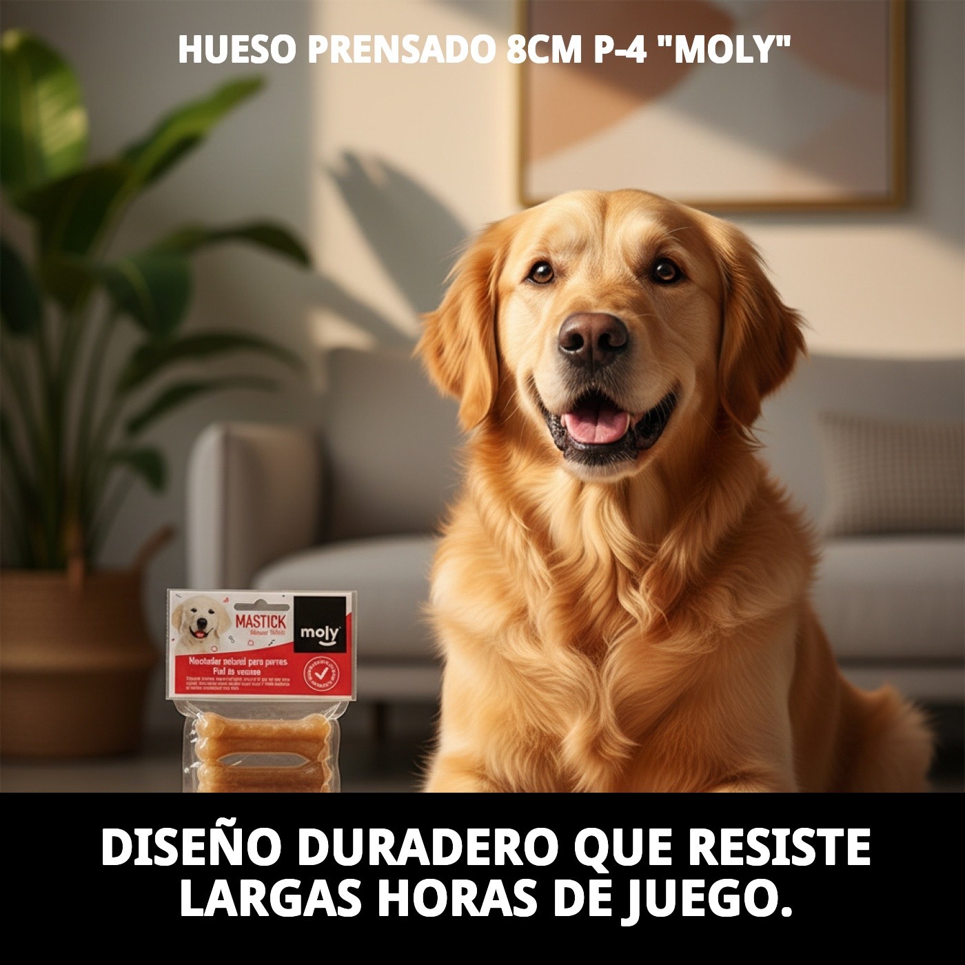 Hueso Prensado 8 cm P-4 Moly | Snack Natural y Duradero para Perros Pequeños