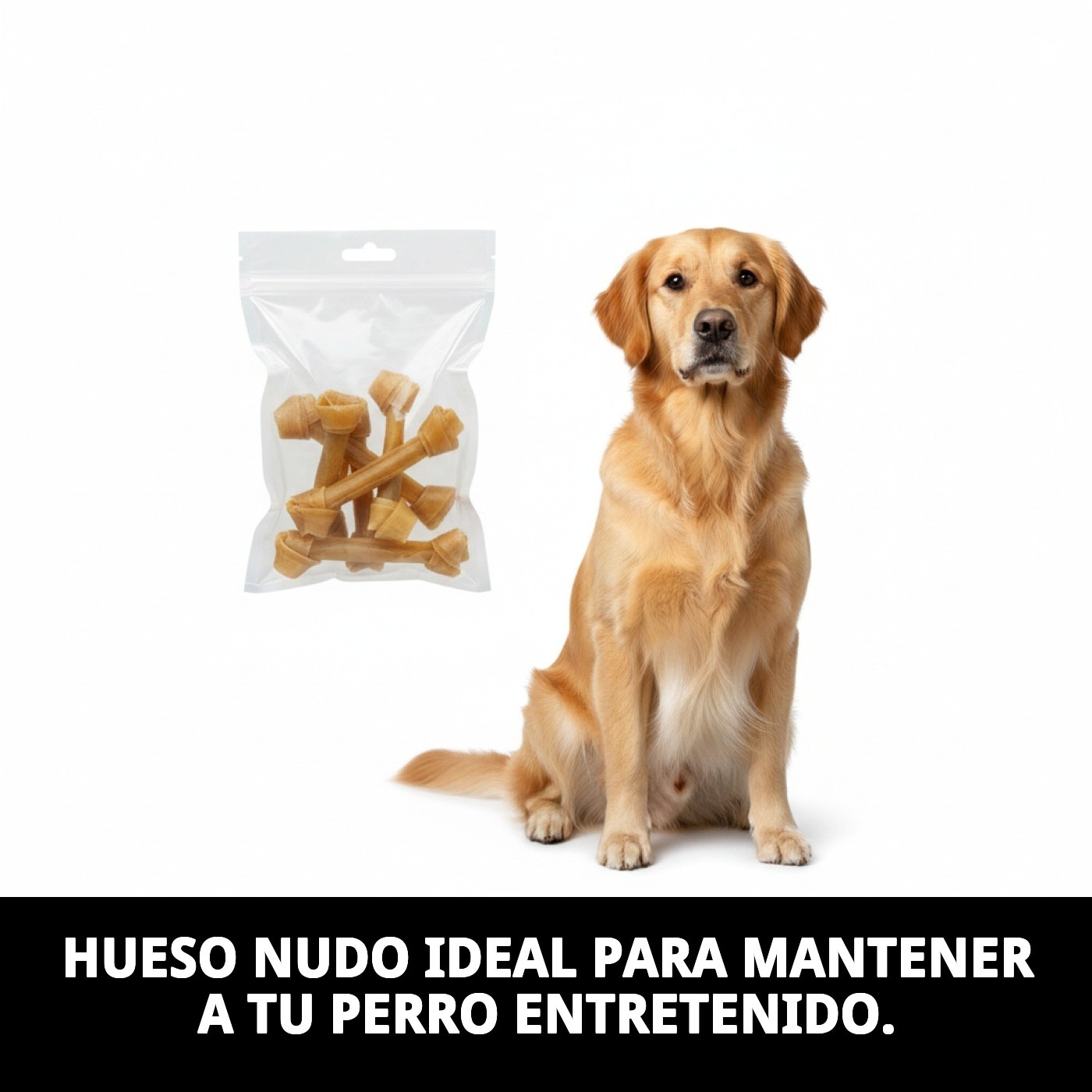 Huesos con Nudo 26 cm en Bolsa de 10 Unidades | Snack Natural y Resistente para Perros – Moly