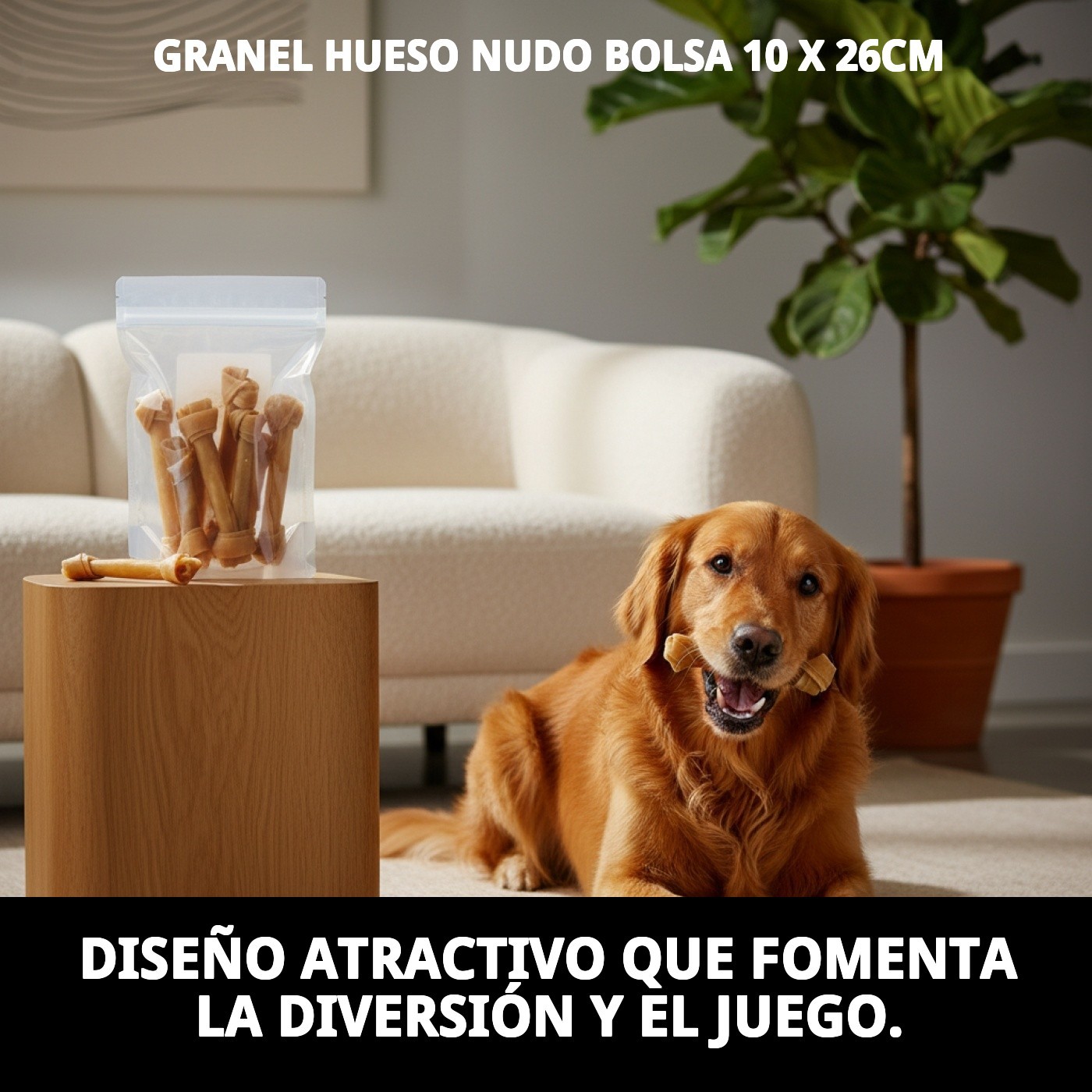 Huesos con Nudo 26 cm en Bolsa de 10 Unidades | Snack Natural y Resistente para Perros – Moly