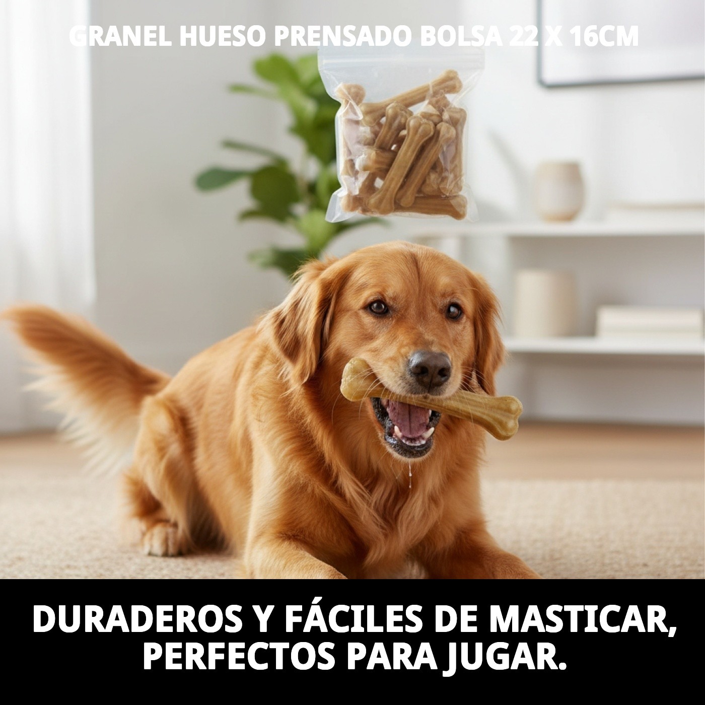 Huesos Prensados 16 cm en Bolsa de 22 Unidades | Snack Natural para Perros – Moly