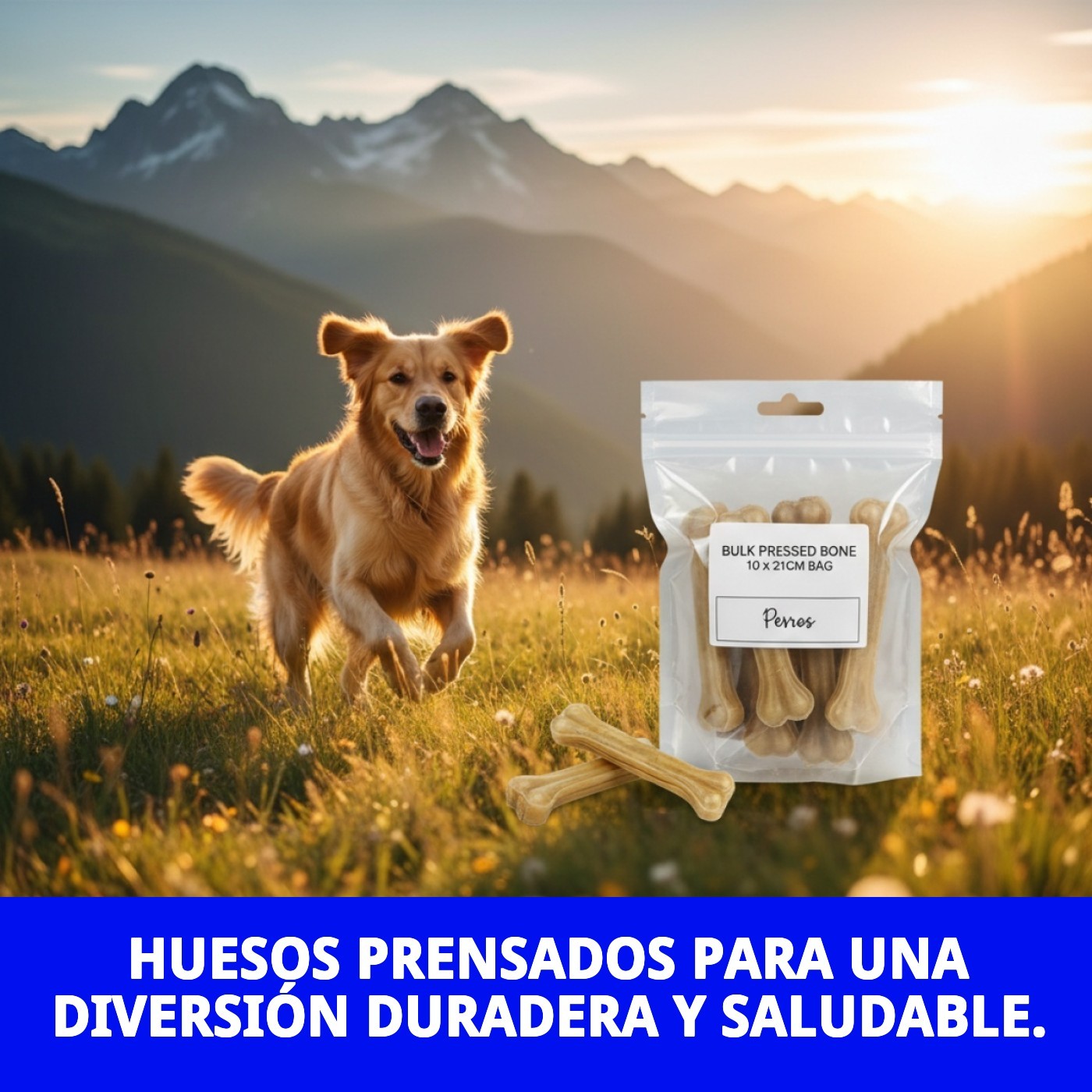 Huesos Prensados 21 cm en Bolsa de 10 Unidades | Snack Natural para Perros Medianos – Moly