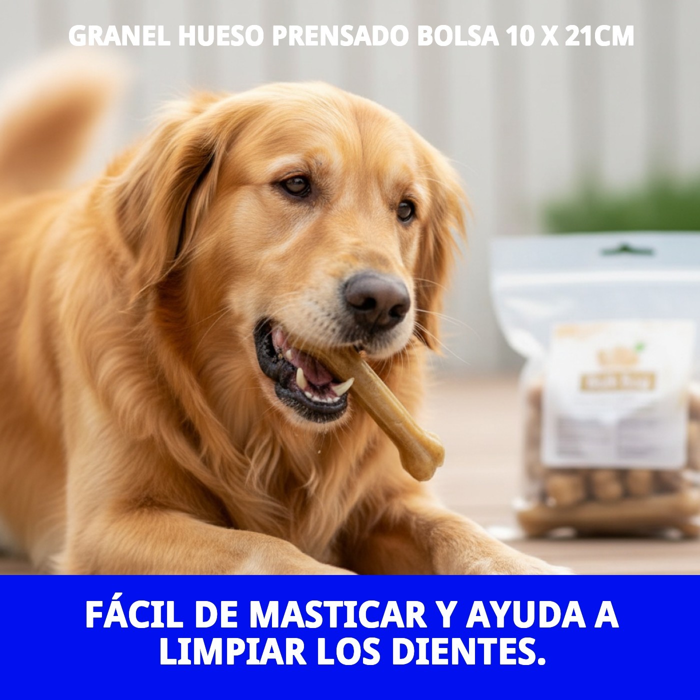 Huesos Prensados 21 cm en Bolsa de 10 Unidades | Snack Natural para Perros Medianos – Moly