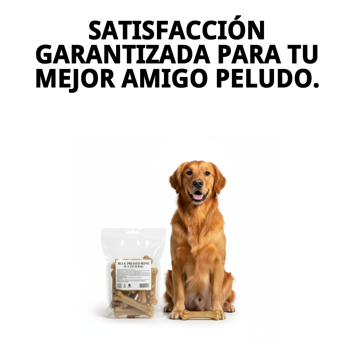Huesos Prensados 21 cm en Bolsa de 10 Unidades | Snack Natural para Perros Medianos – Moly