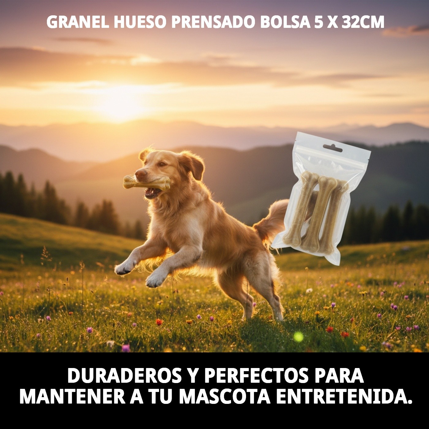 Huesos Prensados 32 cm en Bolsa de 5 Unidades | Granel Natural para Perros Grandes – Moly