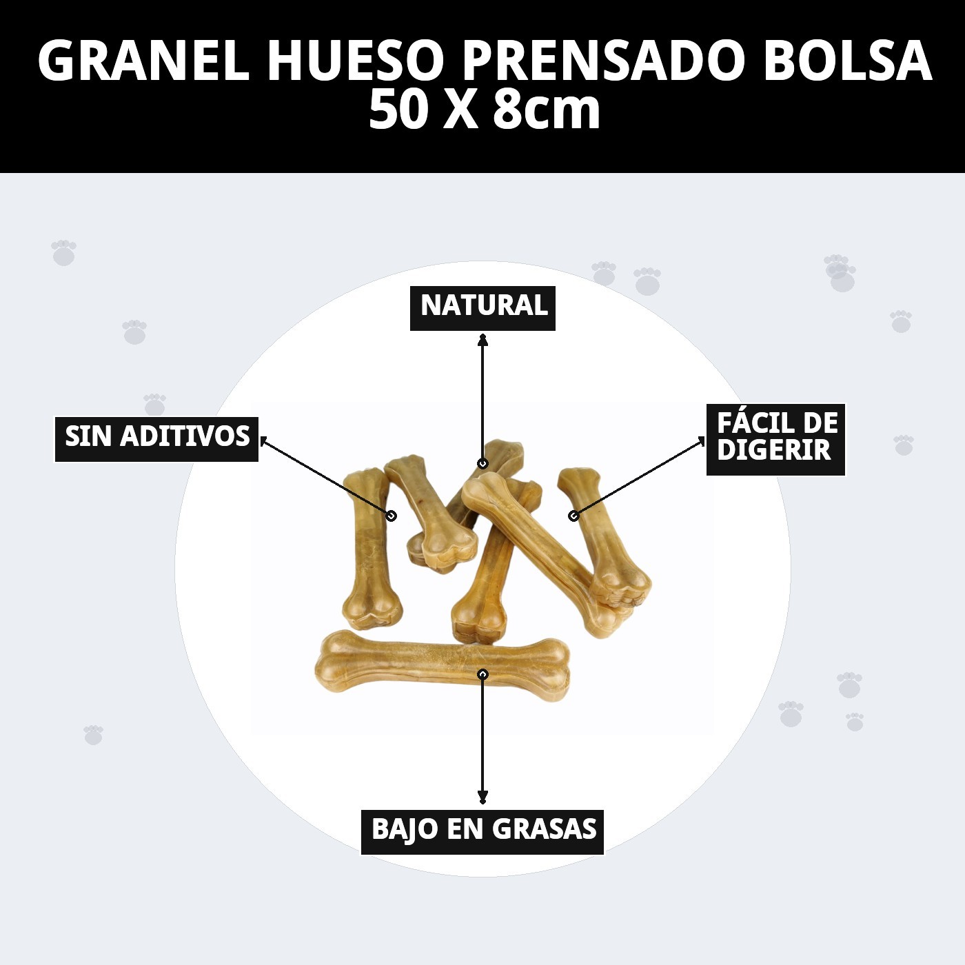 Huesos Prensados 8 cm en Bolsa de 50 Unidades | Snack Natural para Perros Pequeños – Moly