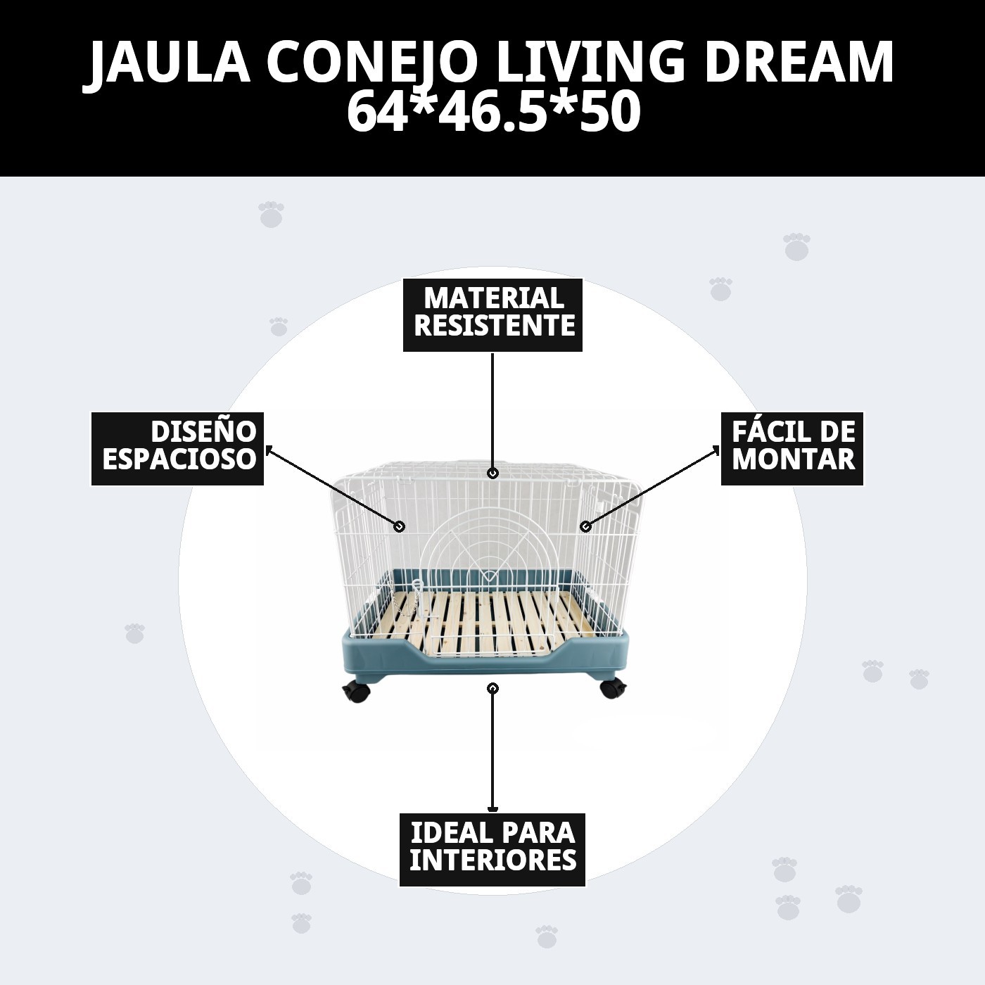 JAULA CONEJO LIVING DREAM 64*46.5*50