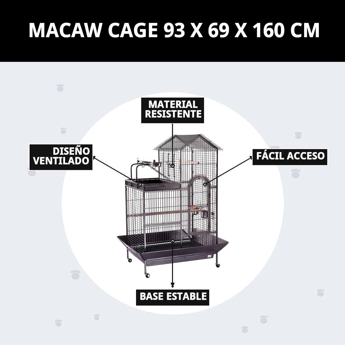 JAULA GUACAMAYO 93 X 69 X 160 CM.