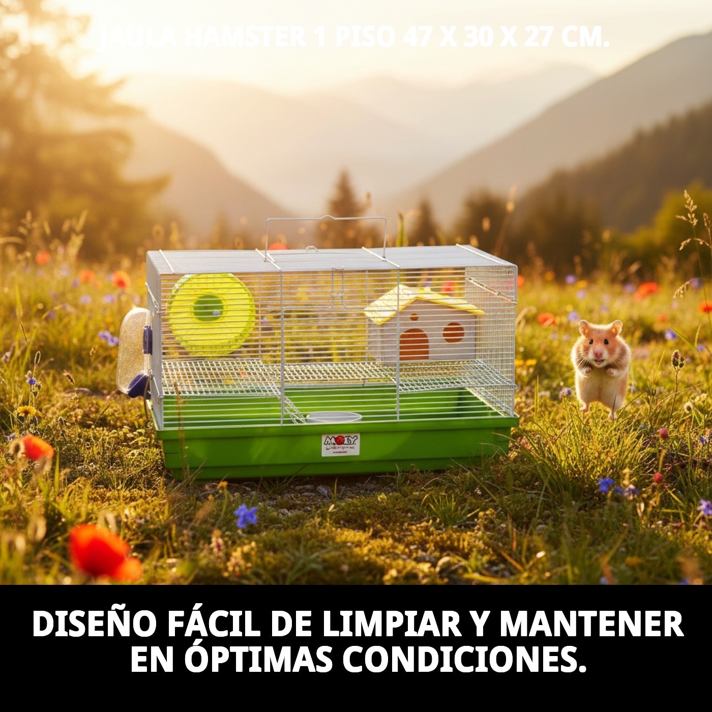 JAULA HAMSTER 1 PISO 47 X 30 X 27 CM.