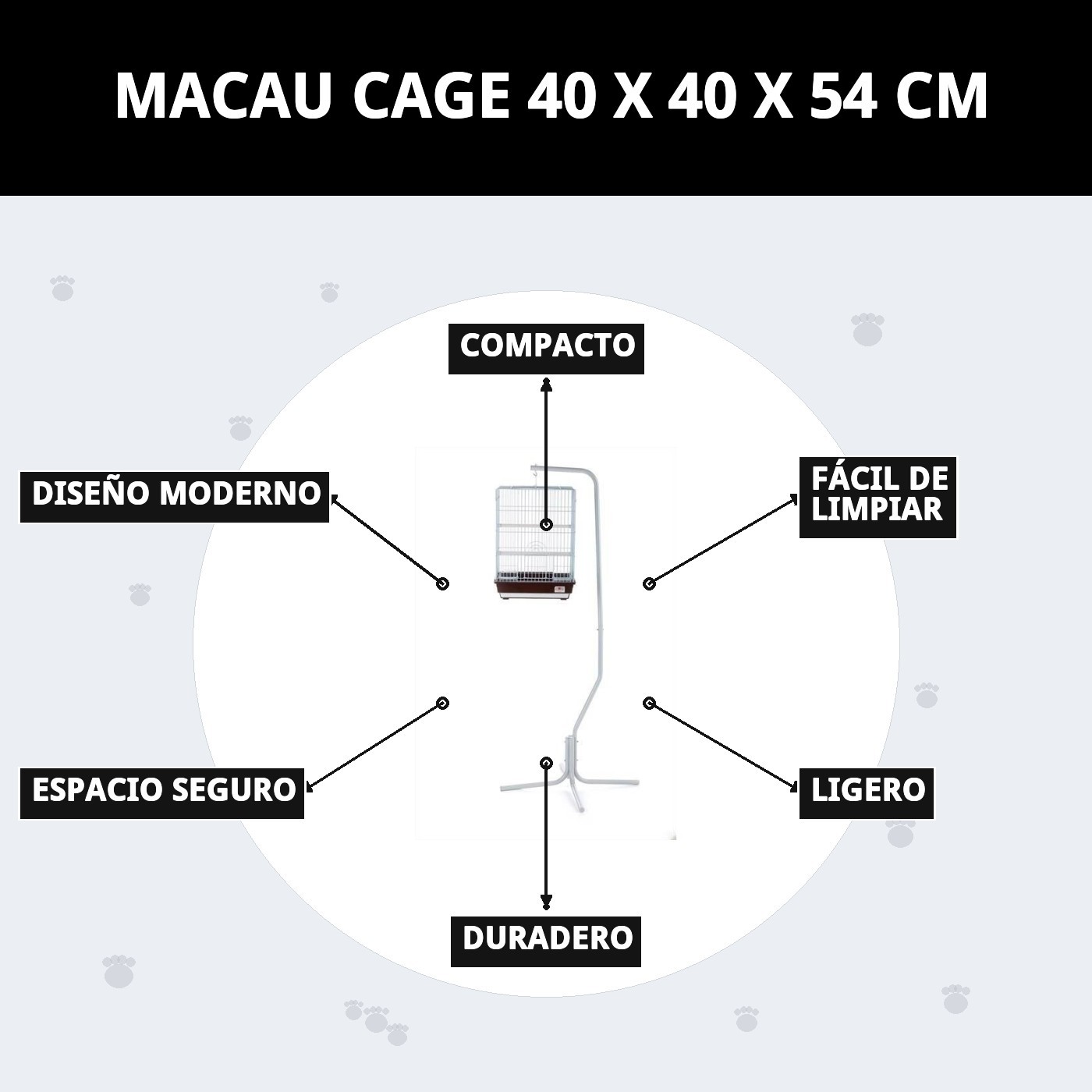 JAULA MACAO 40 X 40 X 54 CM.