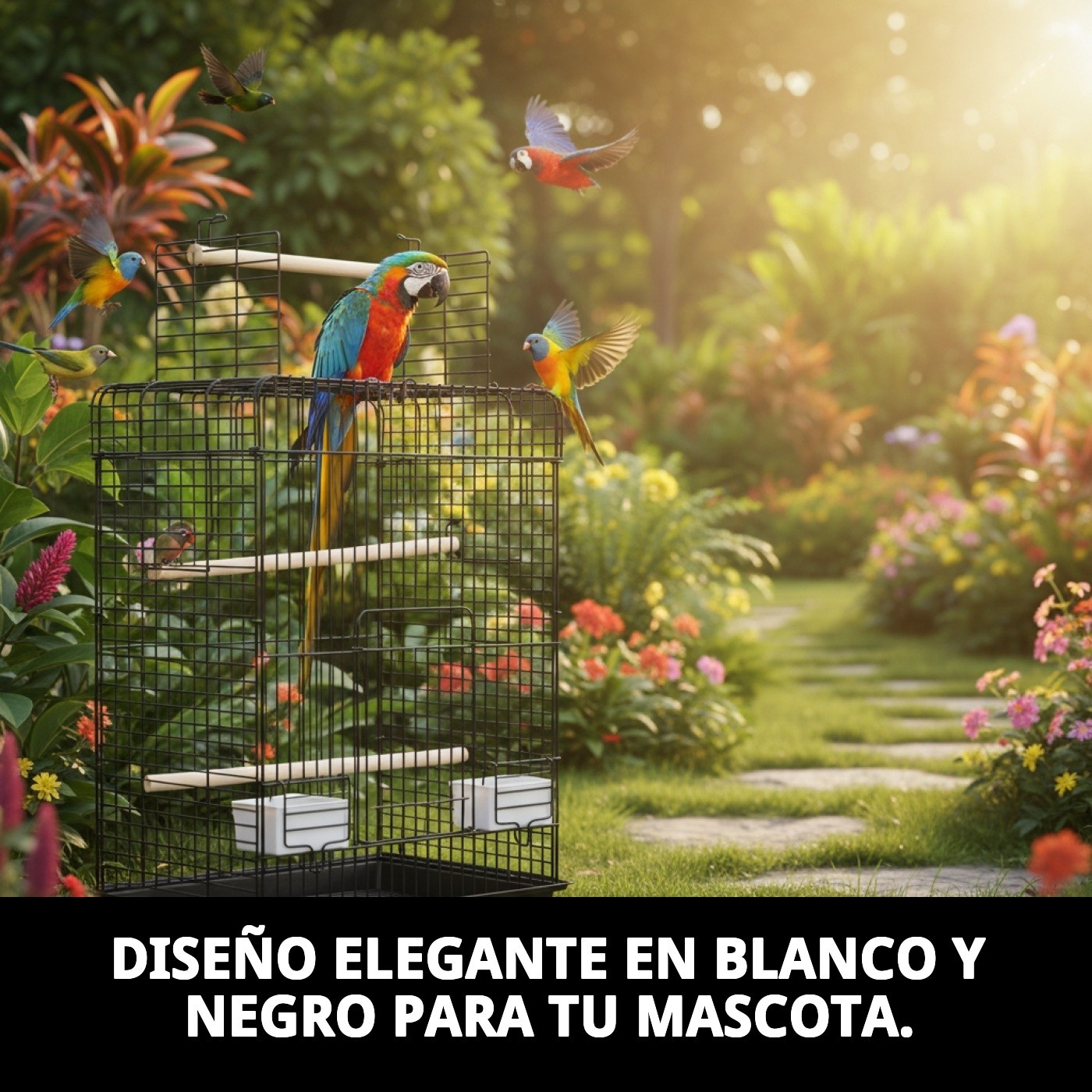 JAULA MALAWI BLANCA/NEGRA 52X41X78 CM