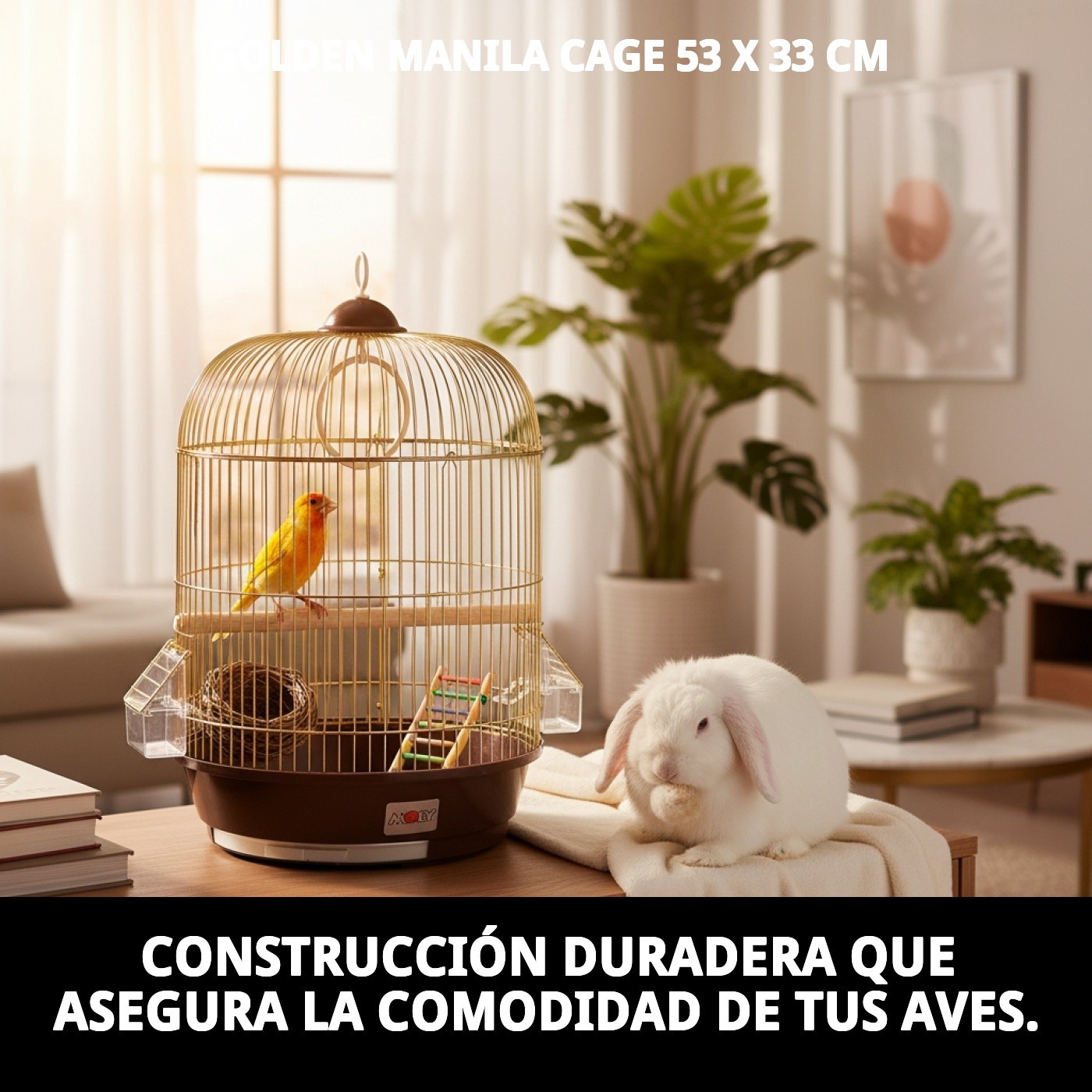 JAULA MANILA DORADA 53 X 33 CM.