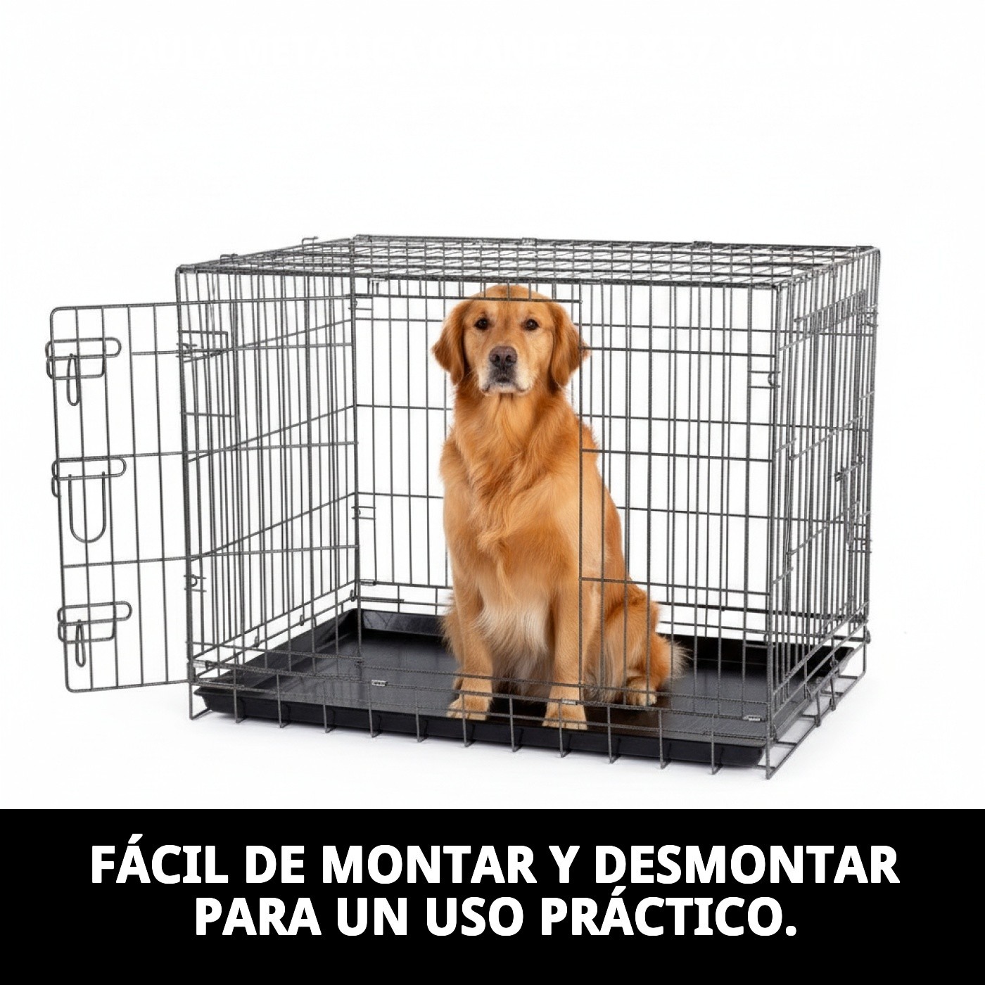 Jaula Metálica Grande para Perros 93×57×64 cm Moly | Resistente, Segura y Plegable
