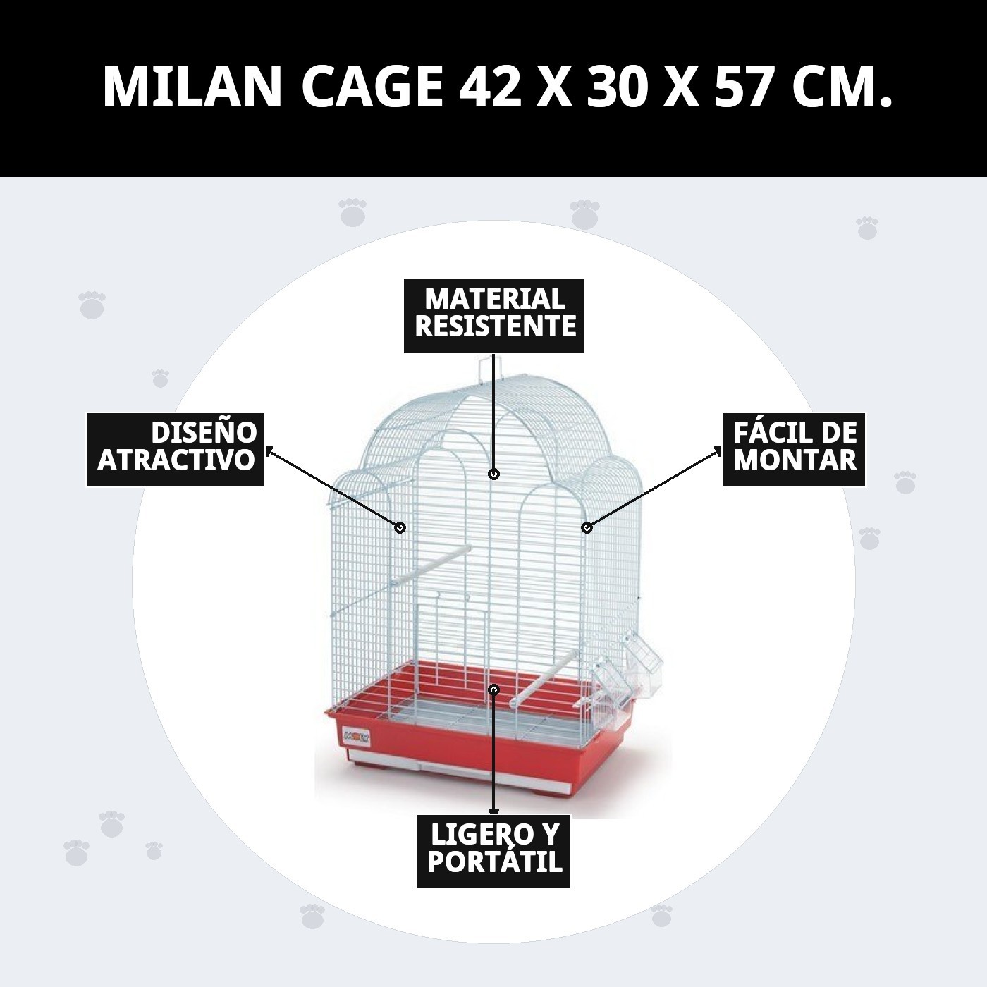 JAULA MILAN 42 X 30 X 57 CM.
