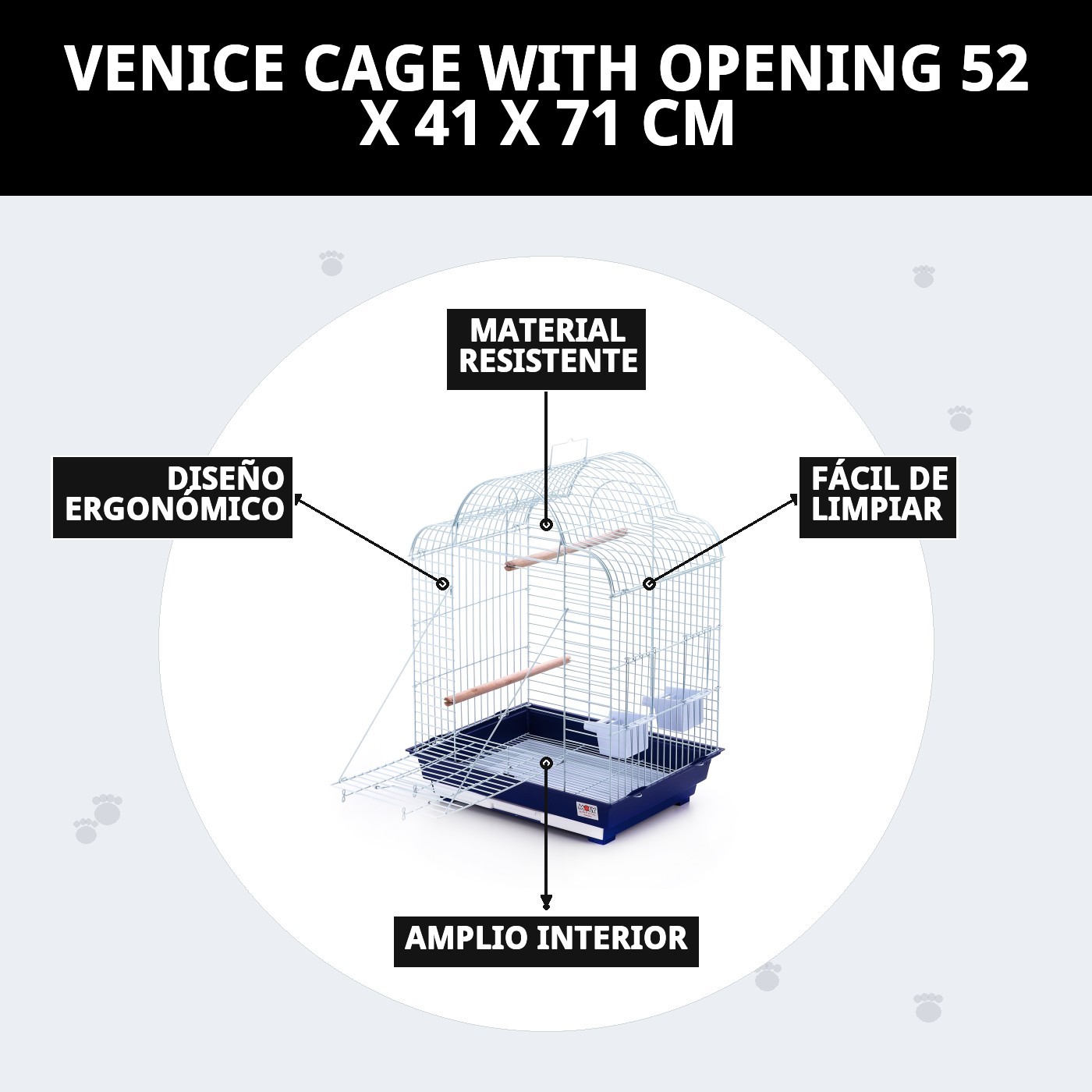 JAULA VENECIA C/APERTURA 52 X 41 X 71 CM