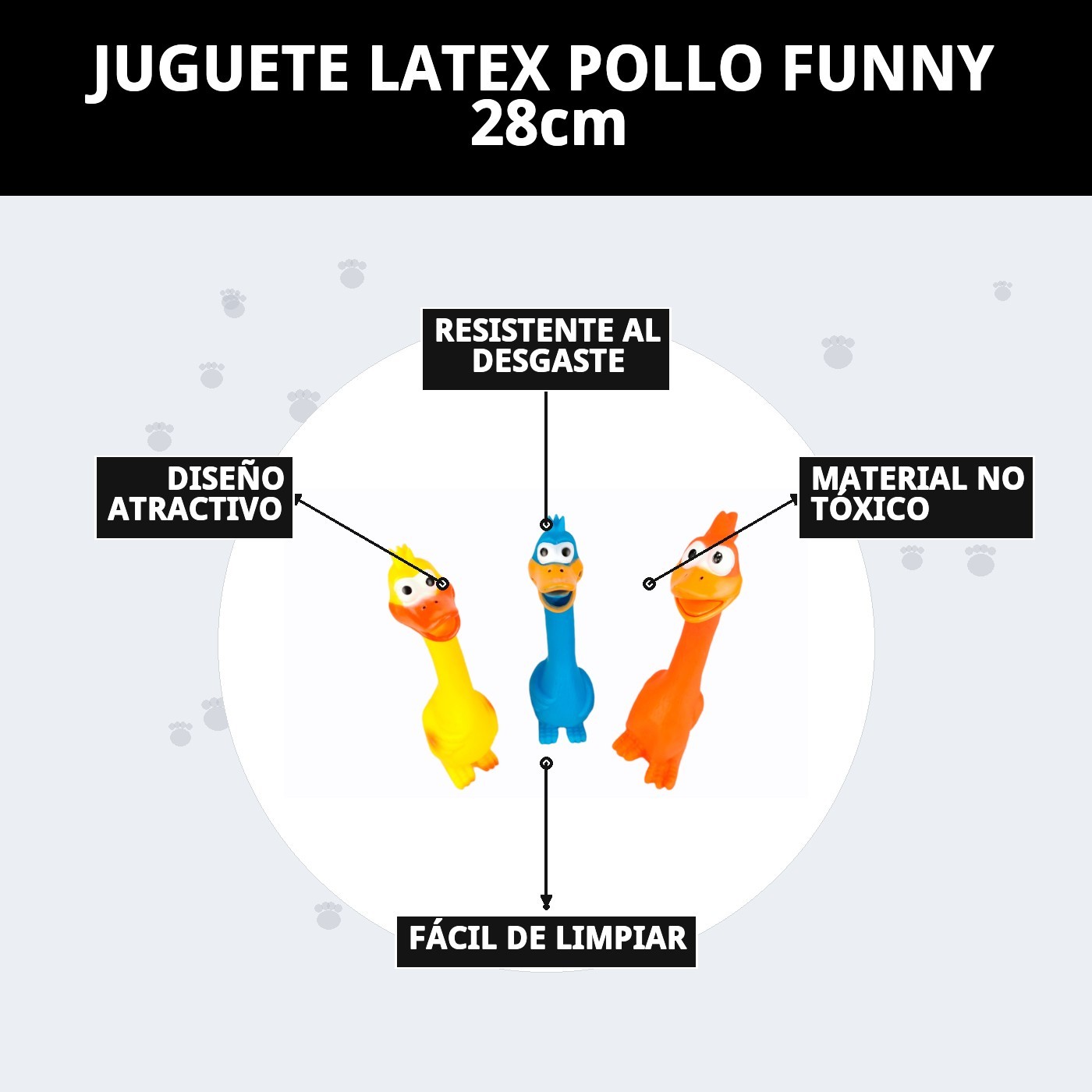 Juguete de Látex Pollo Funny 28 cm Moly | Divertido, Resistente y con Sonido para Perros