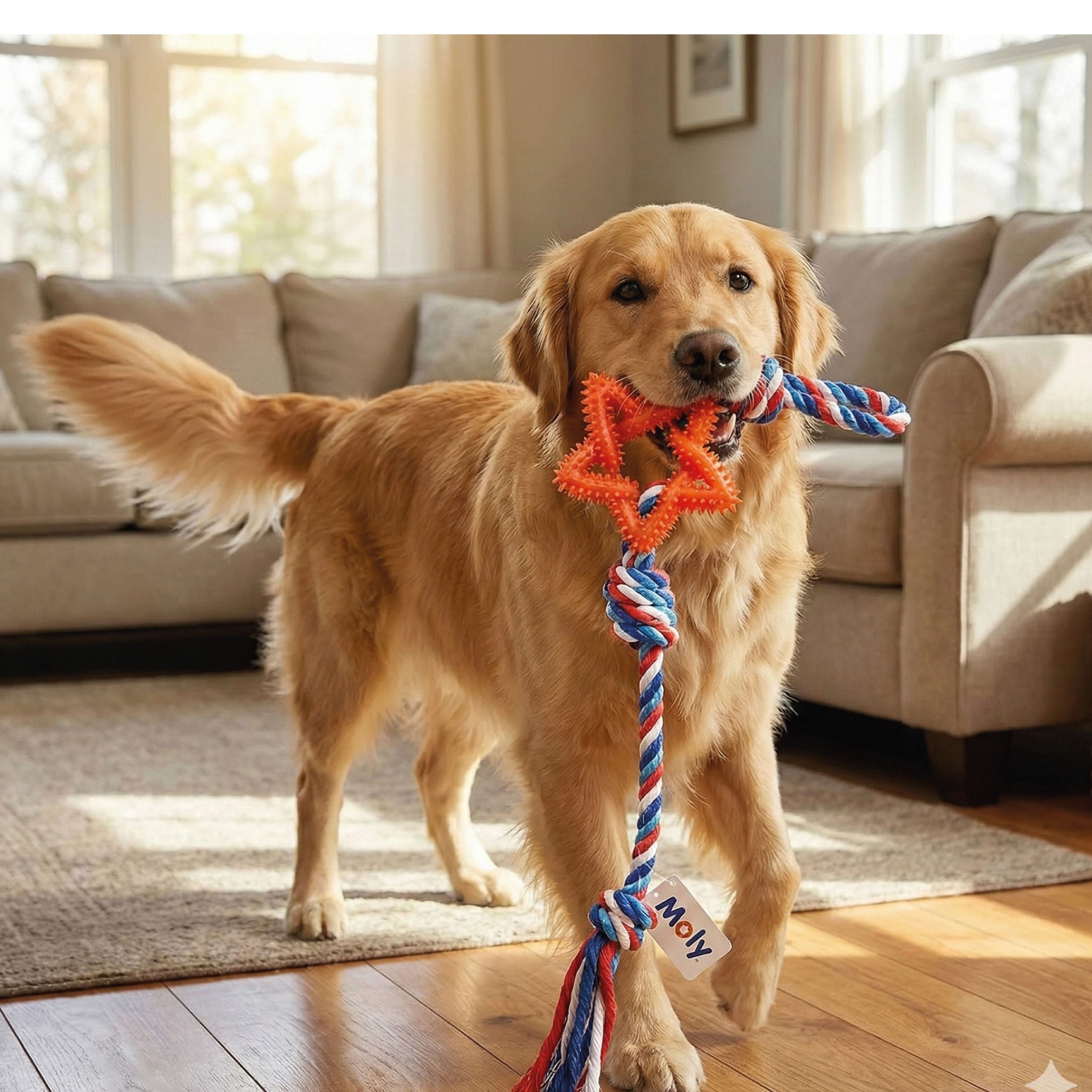 Juguete Lanzador Estrella Dental TPR 45 cm Moly | Juguete Resistente y Limpia Dientes para Perros