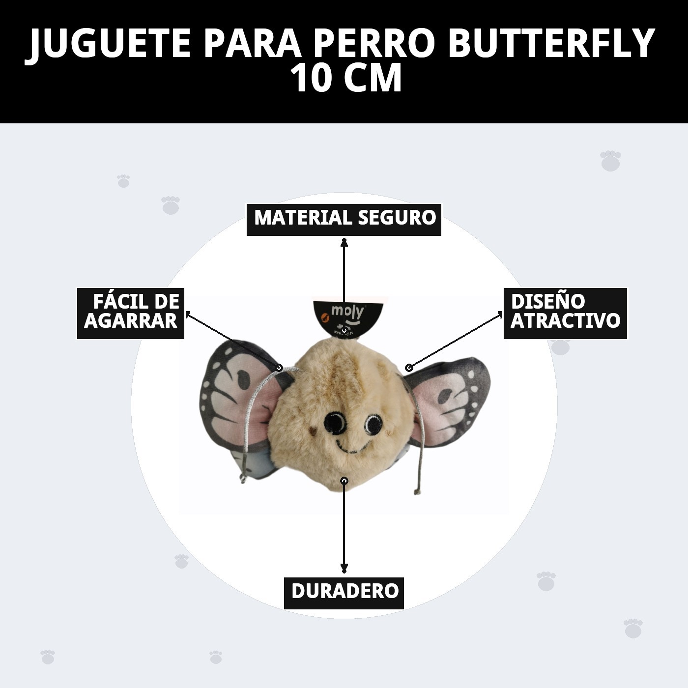 Juguete para Perros Butterfly 10 cm Moly | Mordedor Pequeño y Resistente para Juego Activo